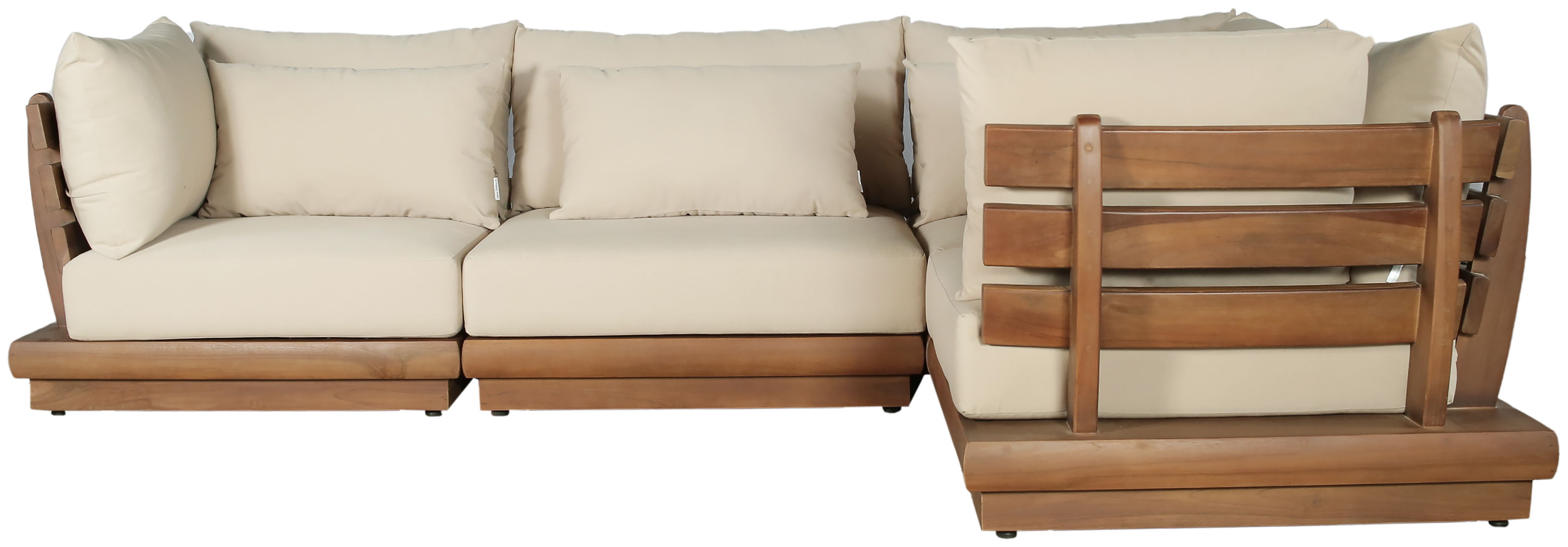 Mirella - 4 Piece Water Resistant Fabric 113" Upholstered Outdoor Patio Modular Sectional - Tan
