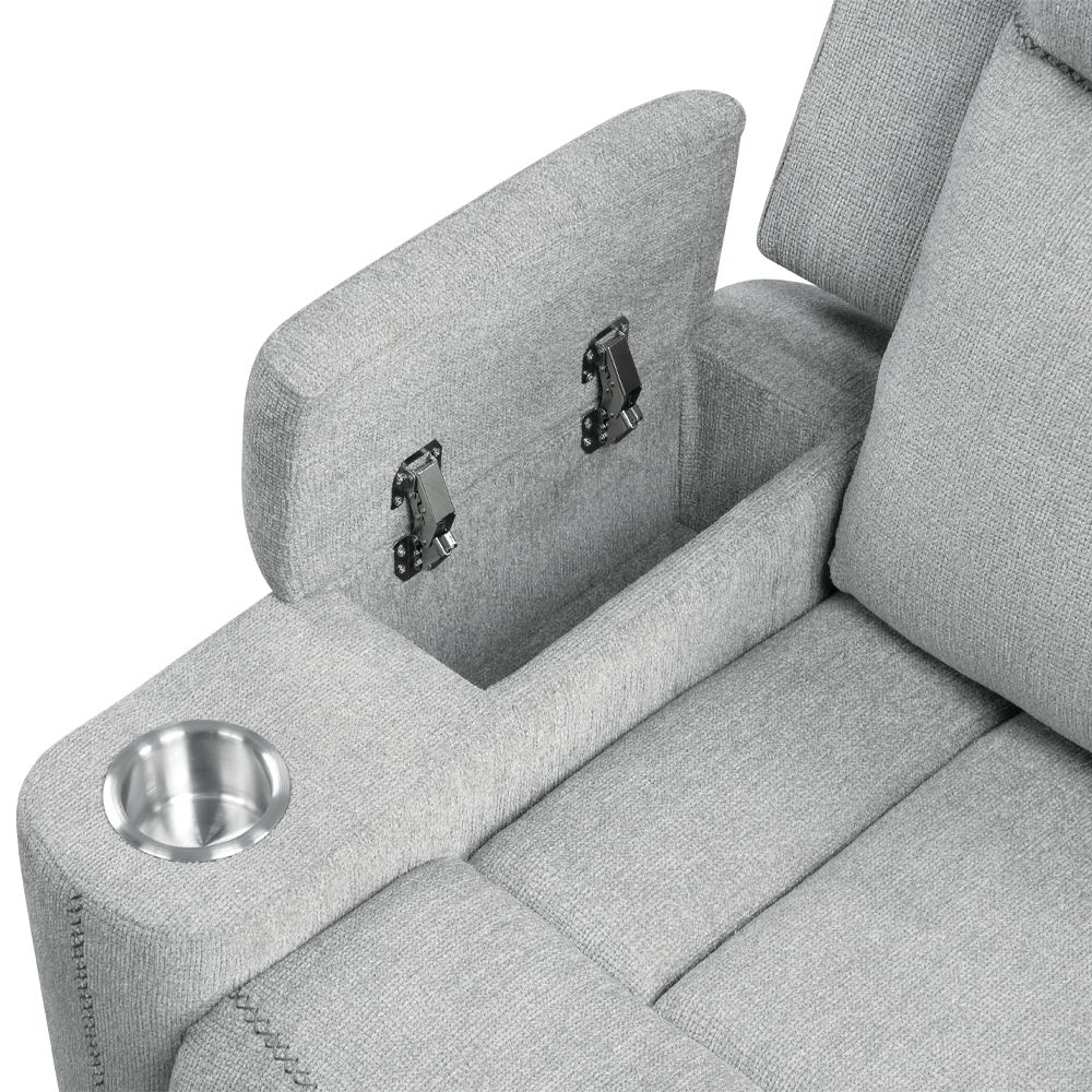 Galya - Motion Loveseat With Console - Light Gray Chenille, light gray, view 5