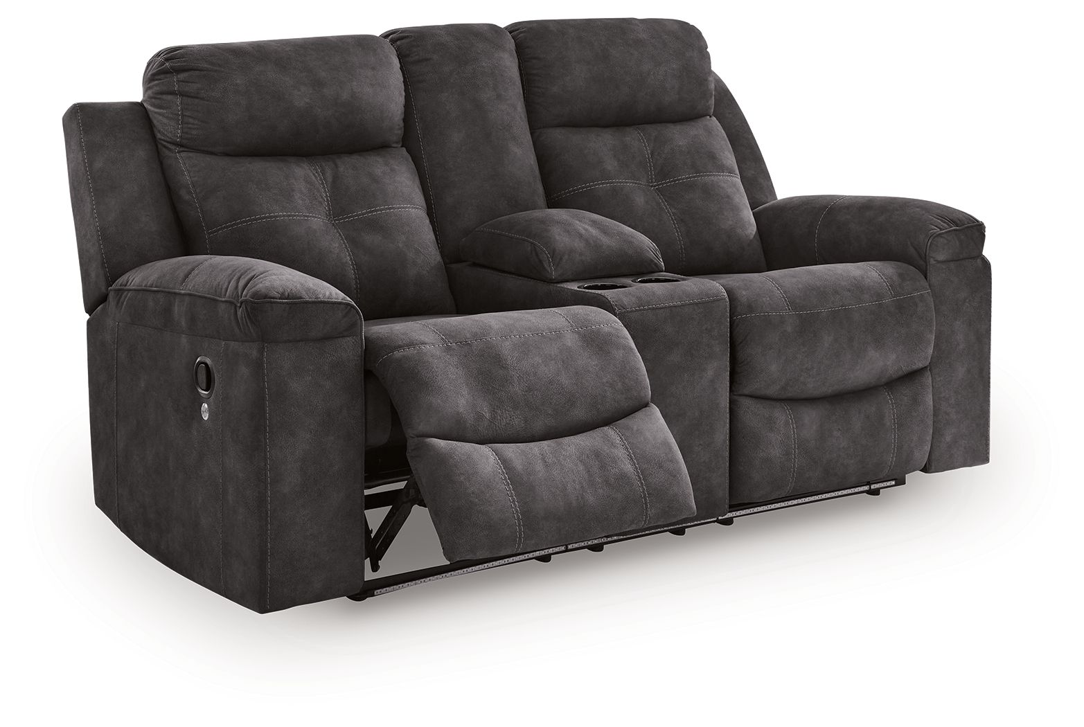 Ashley Furniture Brysonview - Double Reclining Loveseat With Console - Charcoal - Image 3