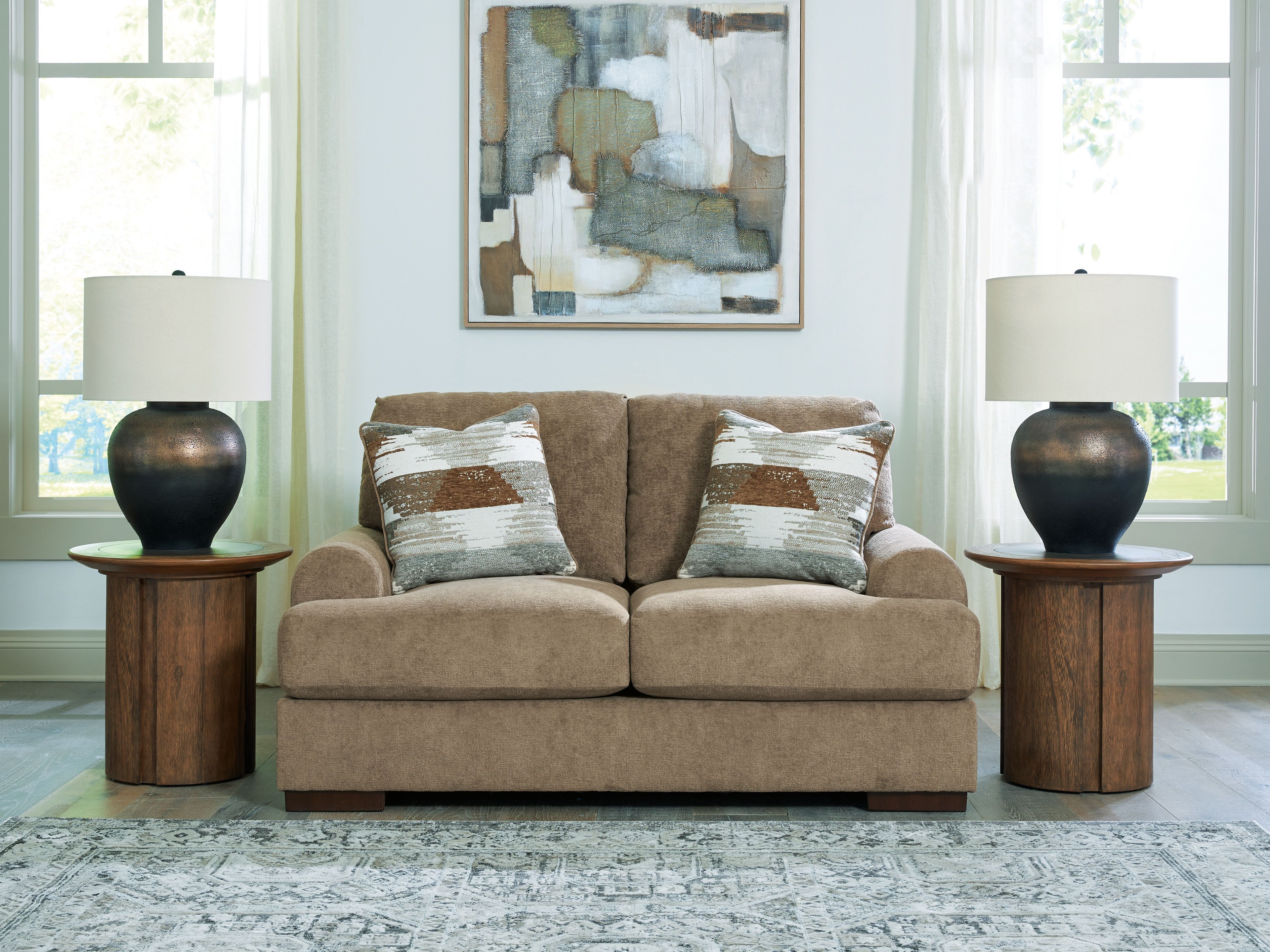 Ashley Furniture Jayne Park - Loveseat - Pecan - Image 2