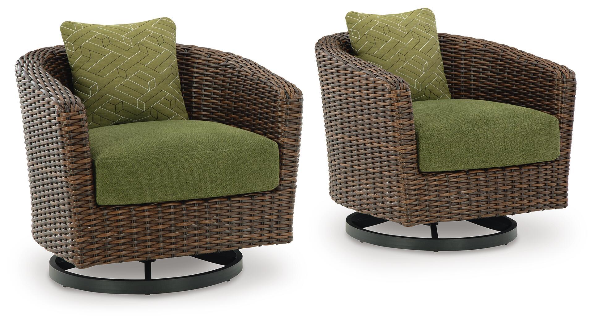 Horizon Hall – Swivel Lounge With Cushion – Brown / Green
