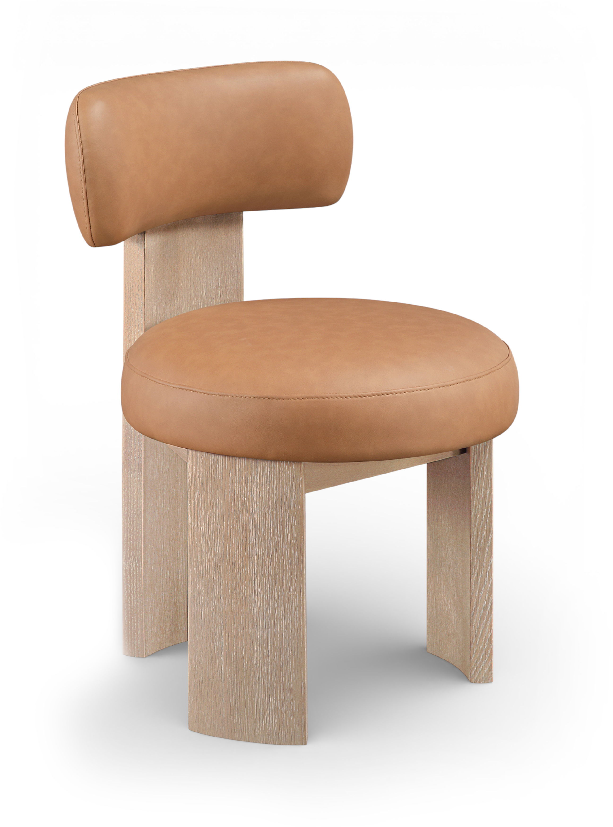 Atelier - Vegan Leather Upholstered Dining Chair (Set of 2) - Cognac / Painted Natural