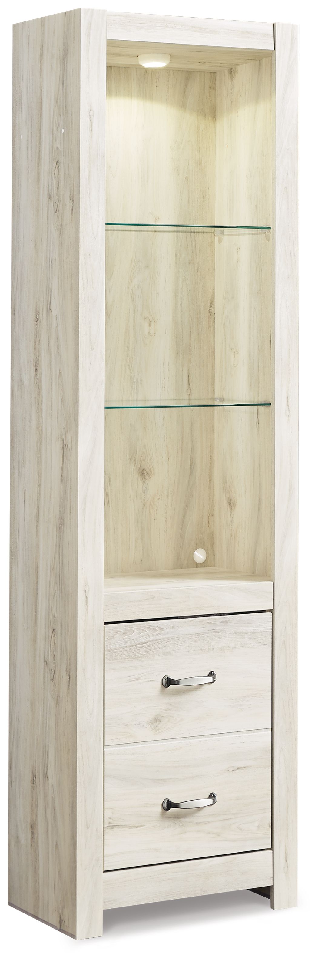 Bellaby - 5 Pc. - Entertainment Center - 63" TV Stand With Fireplace Insert Glass/Stone - Whitewash