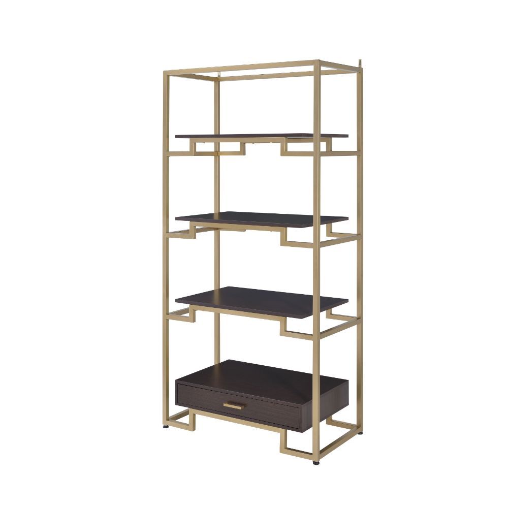 Yumia - Bookshelf - Gold & Walnut, gold