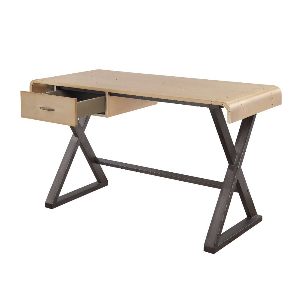 Danton - Executive Writing Desk - Gold Aluminum, beige, view 6
