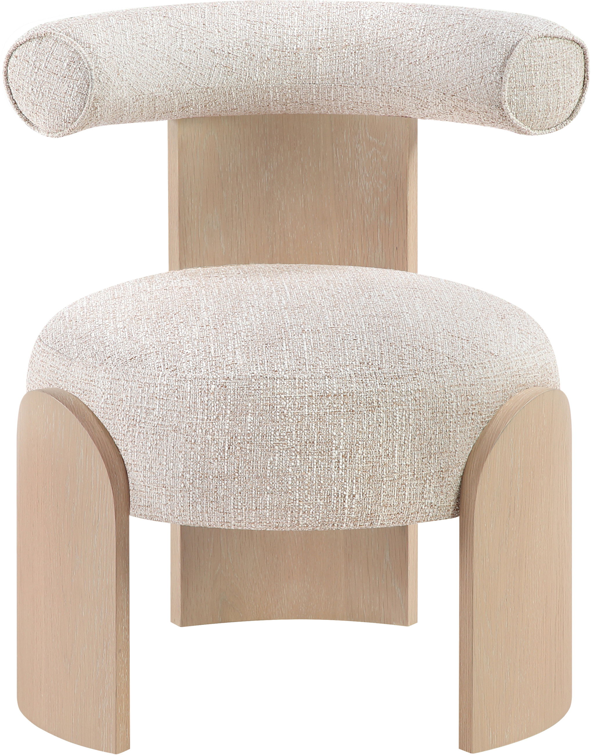 Calder - Linen Textured Fabric Upholstered Accent Chair - Beige / Painted Natural