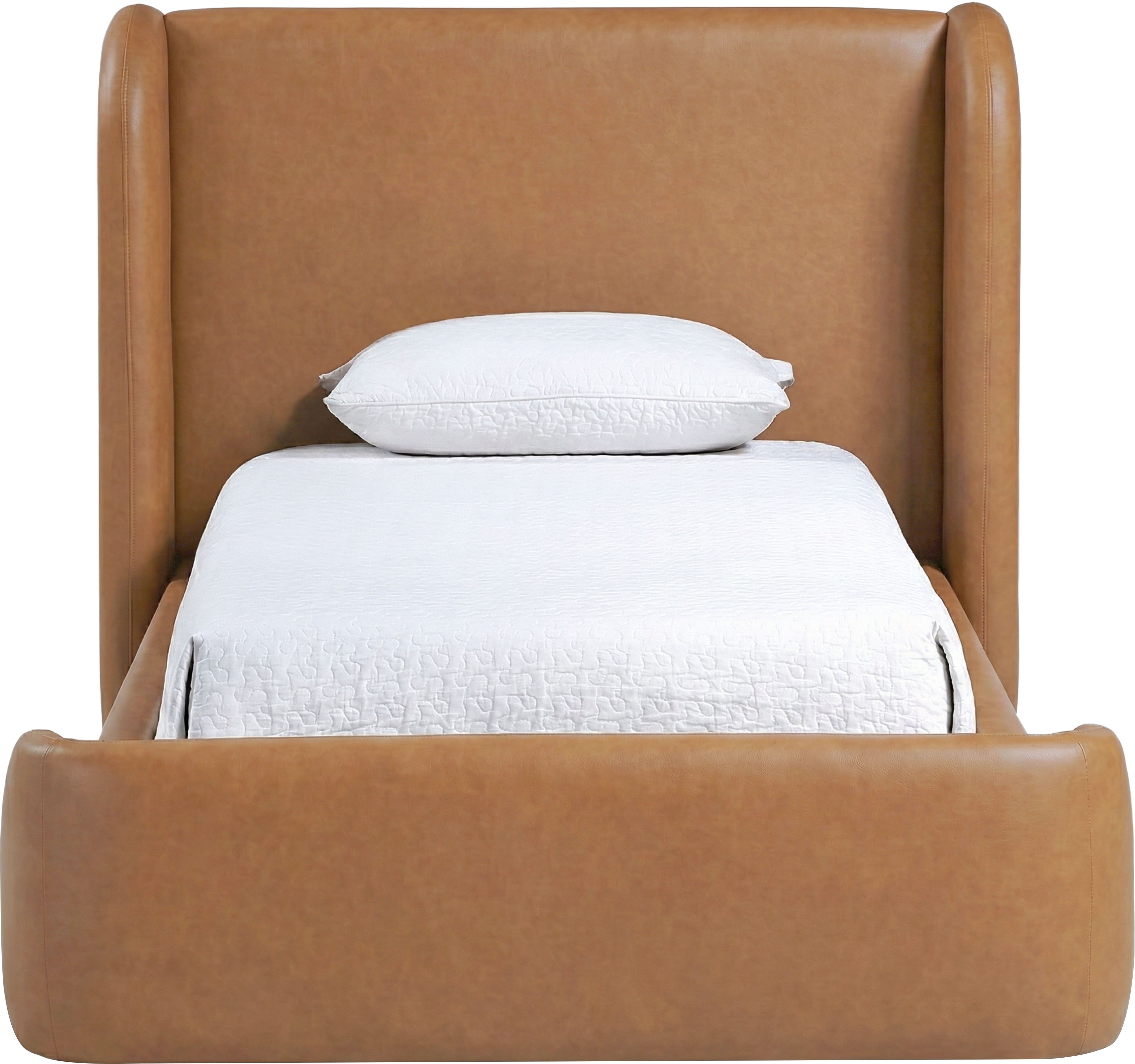 Warby - Vegan Leather Upholstered Twin Bed - Cognac