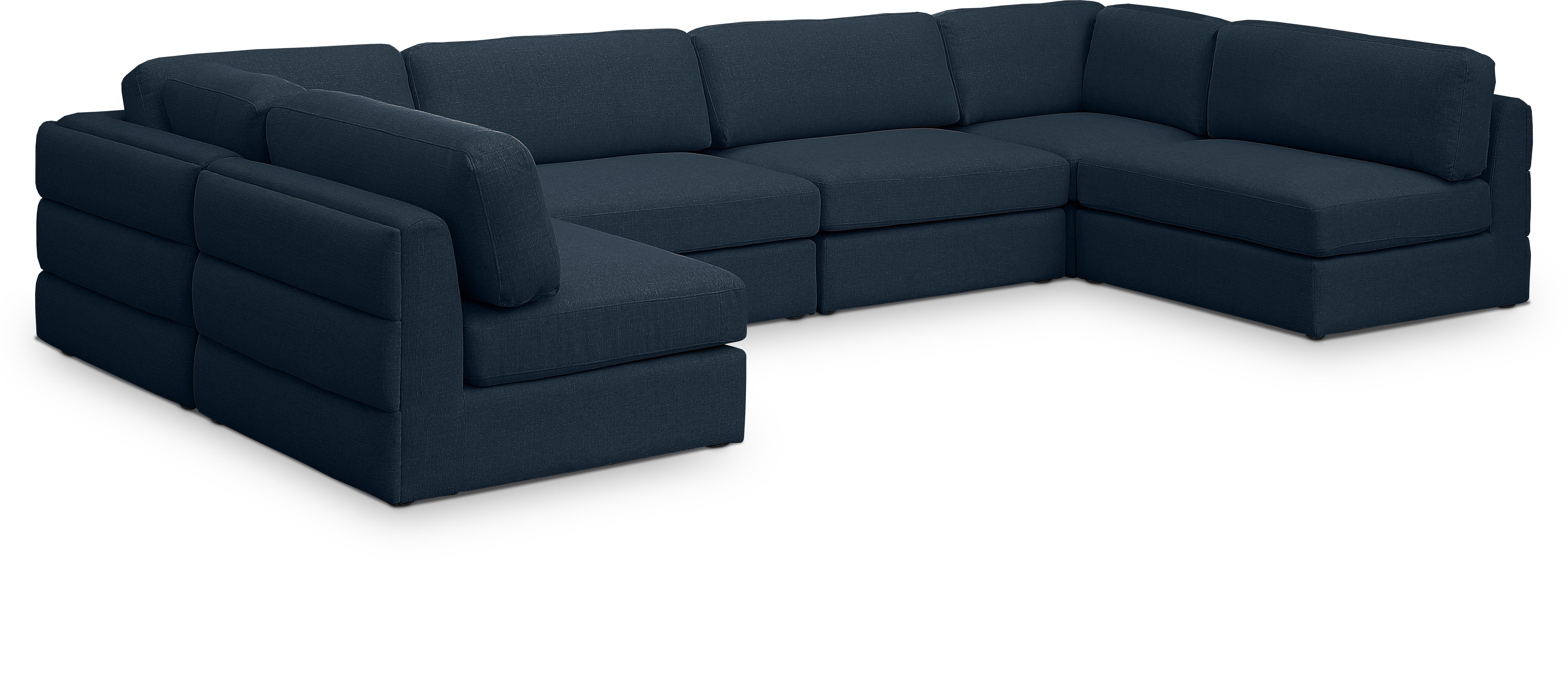 Beckham - 6 Piece Modular U-Shaped Armless Sectional - Navy