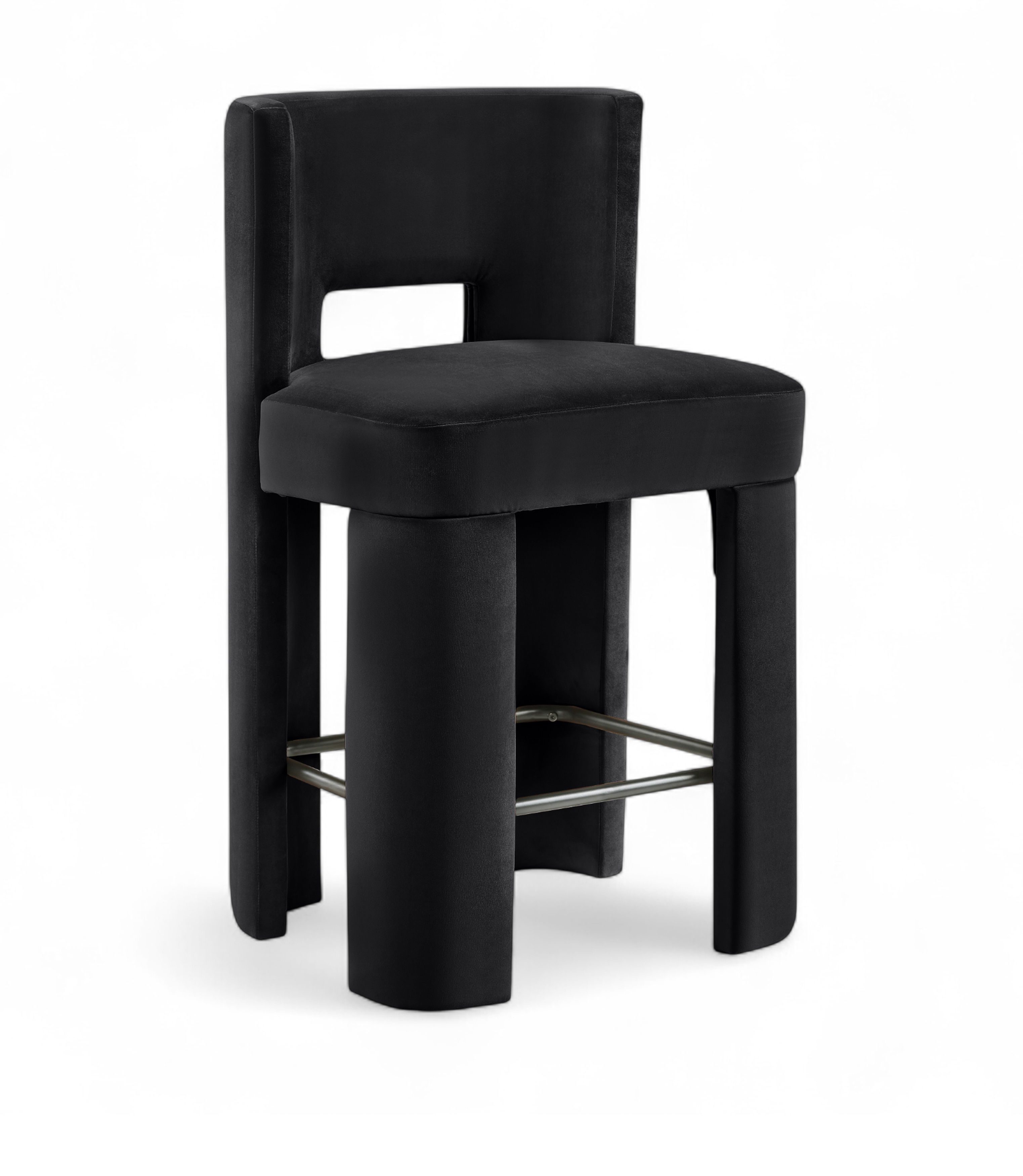 Zuno - Velvet Performance Fabric Upholstered Counter Stool (Set of 2) - Black