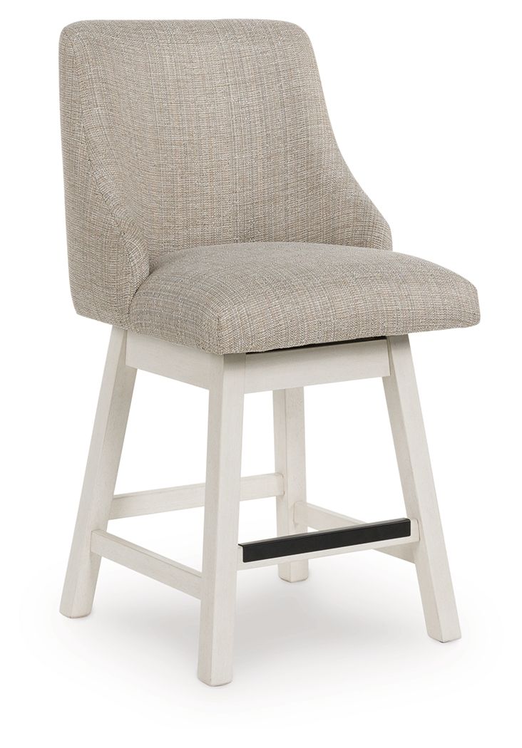 Ashley Furniture Robbinsdale - Upholstered Swivel Curved Back Barstool (Set of 2) - Antique White - Image 3