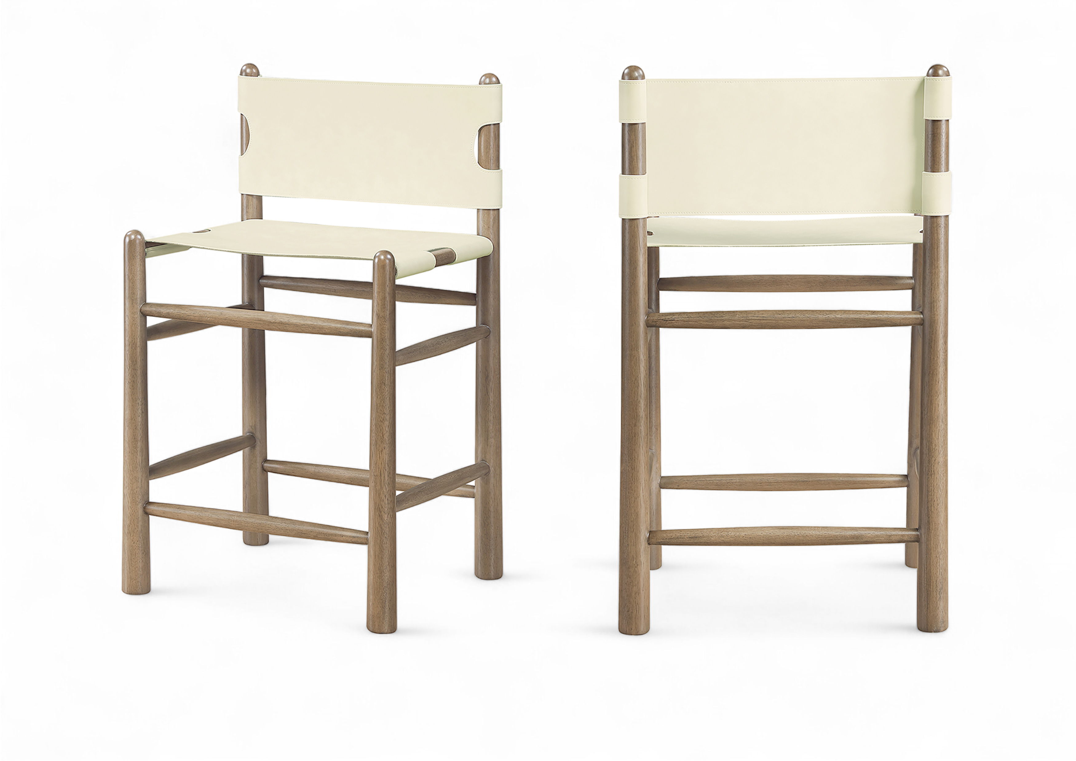 Santos - Vegan Leather Upholstered Counter Stool - Cream / Stained Brown