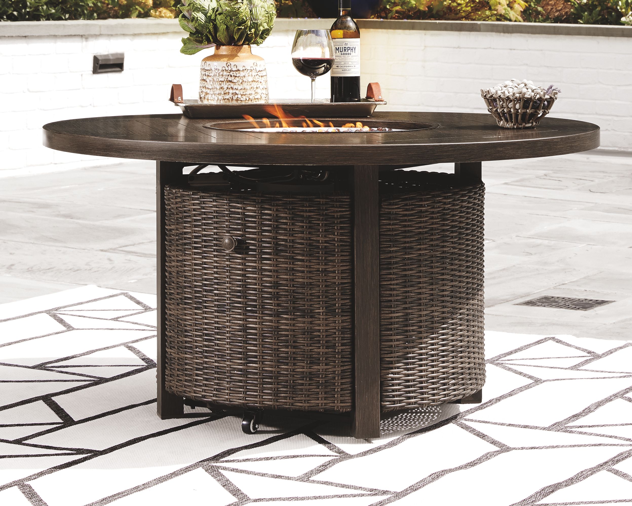 Ashley Furniture Paradise Trail - Round Fire Pit Table - Medium Brown - Image 5