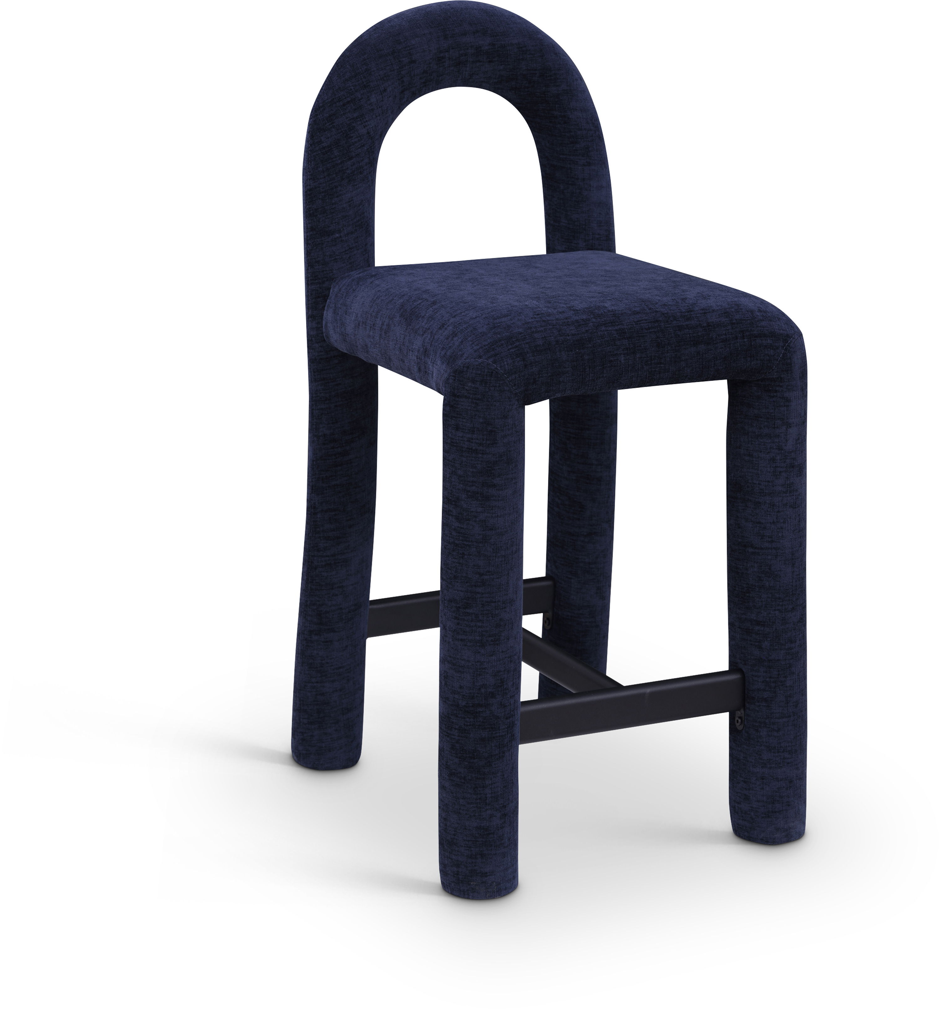 Amari - Chenille Fabric Stool - Navy