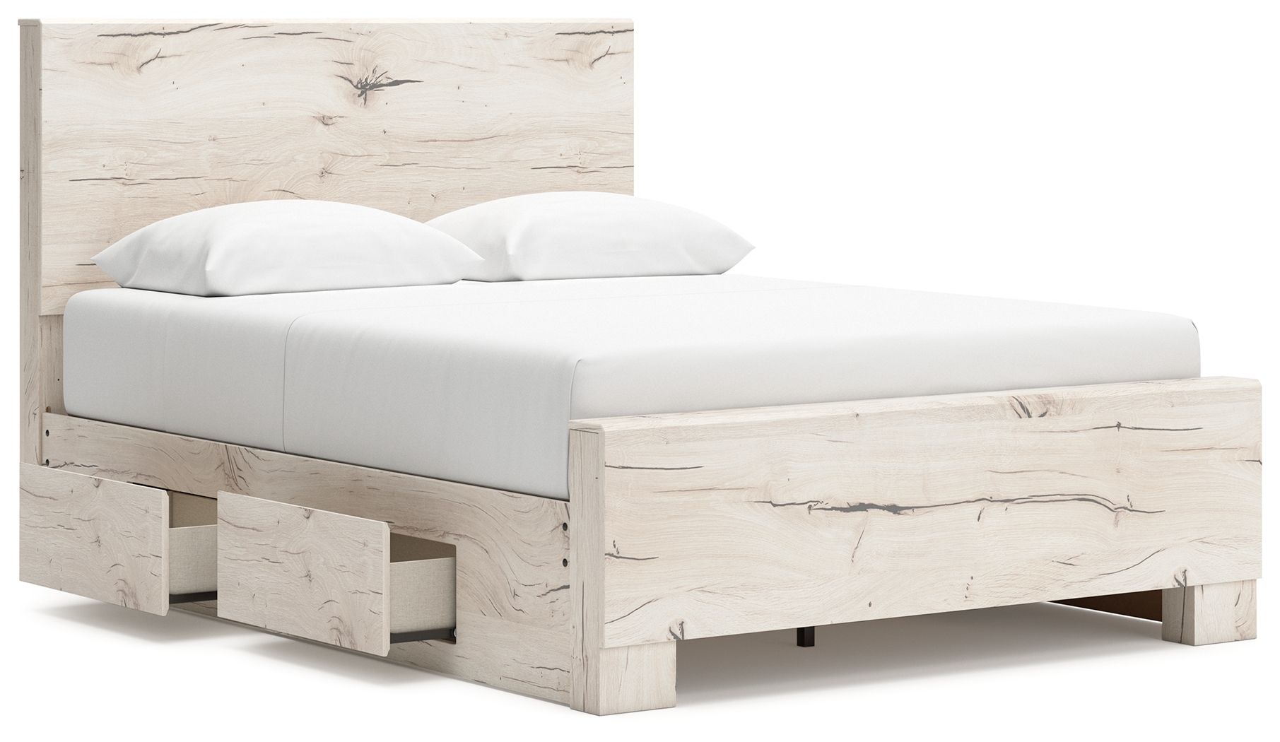 Ashley Furniture Lawroy - 8 Pc. - Dresser, Mirror, Chest, Queen Panel Bed With 2 Under Bed Storage Units - Light Natural - Image 10
