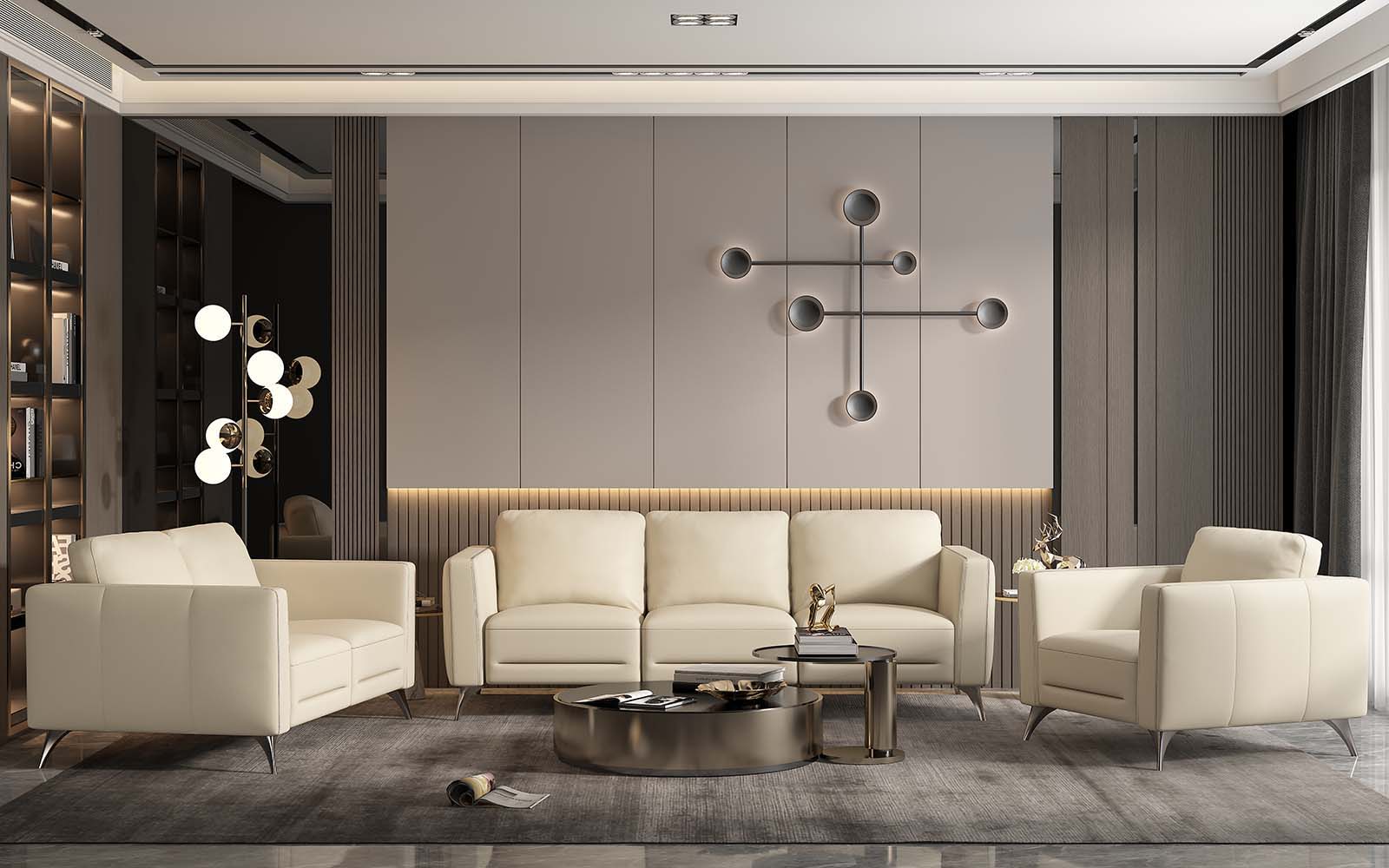 Malaga - Loveseat - Cream Leather, beige
