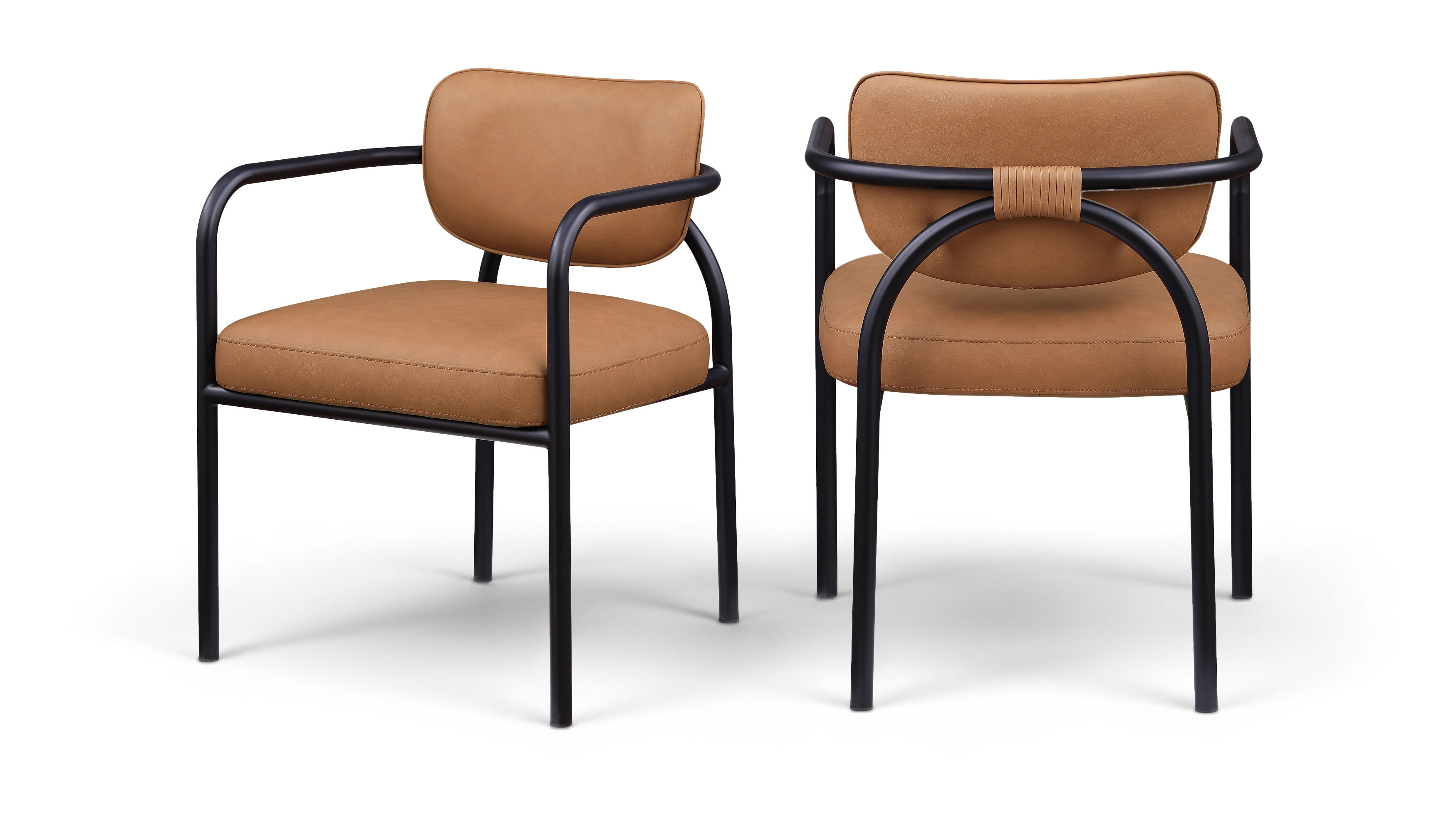 Serava - Vegan Leather Upholstered Dining Chair (Set of 2) - Cognac