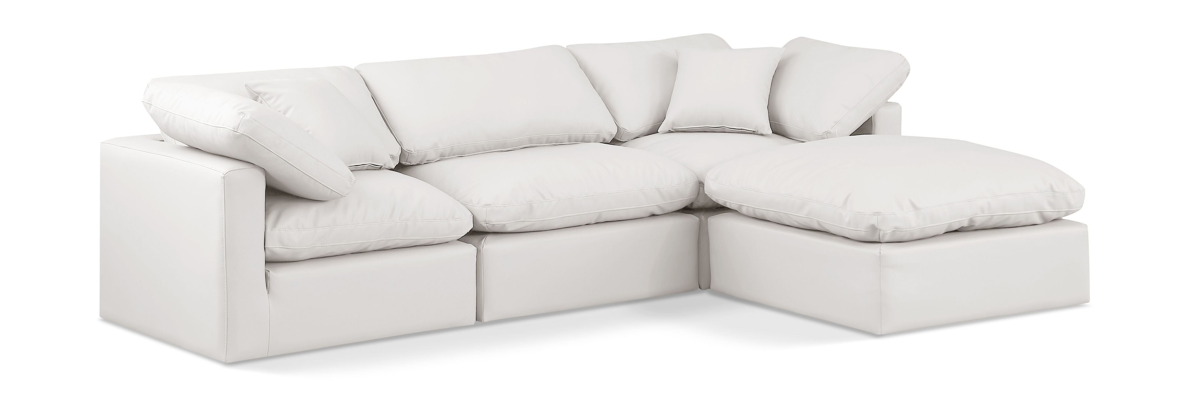 Indulge - Faux Leather 4 Piece Modular Sectional With Chaise - Cream