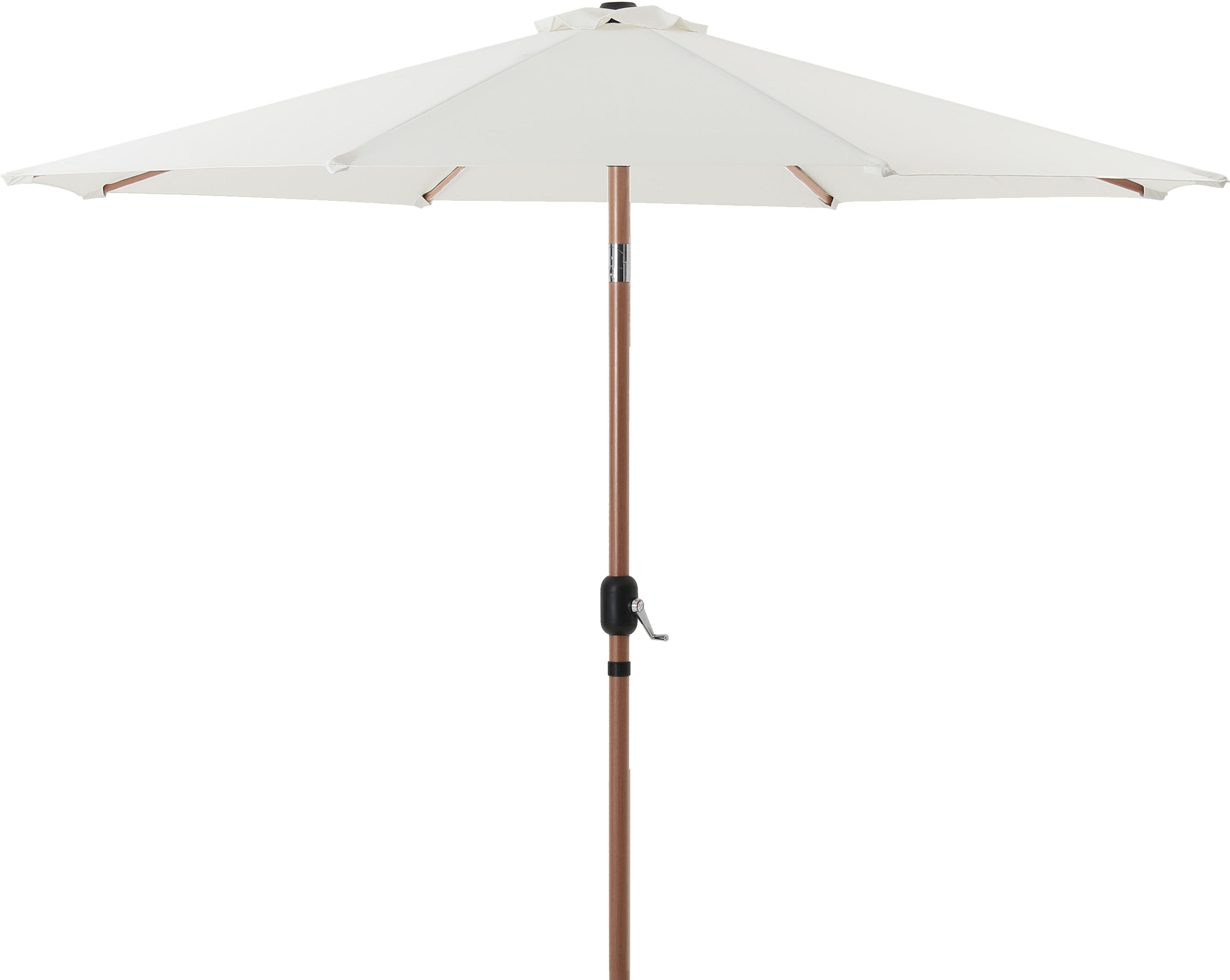 Fiji - Aluminum Patio Umbrella With Round White And Teak Base - White