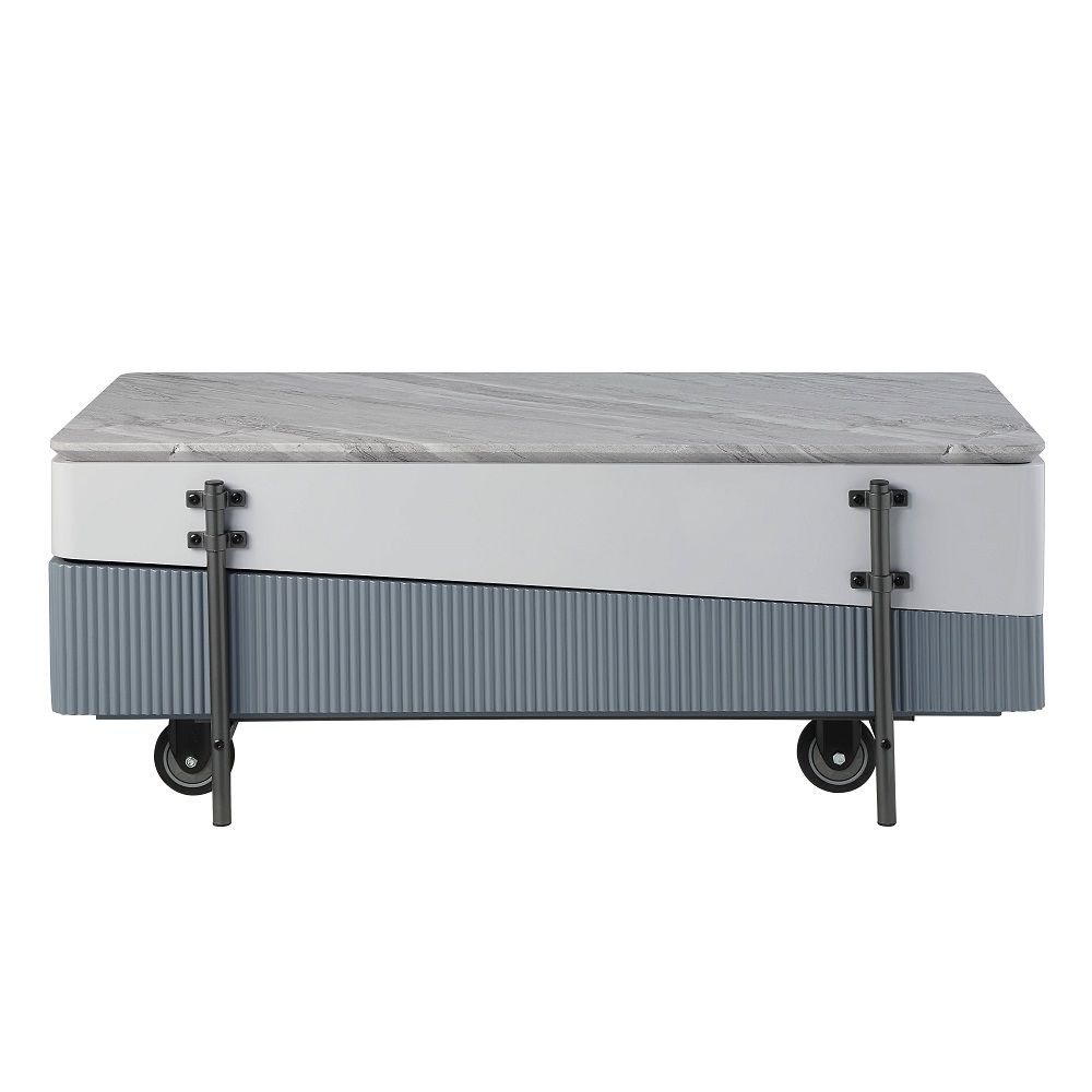 Wilkins - Coffee Table With Lift Top - Gray & White High Gloss, white, view 7