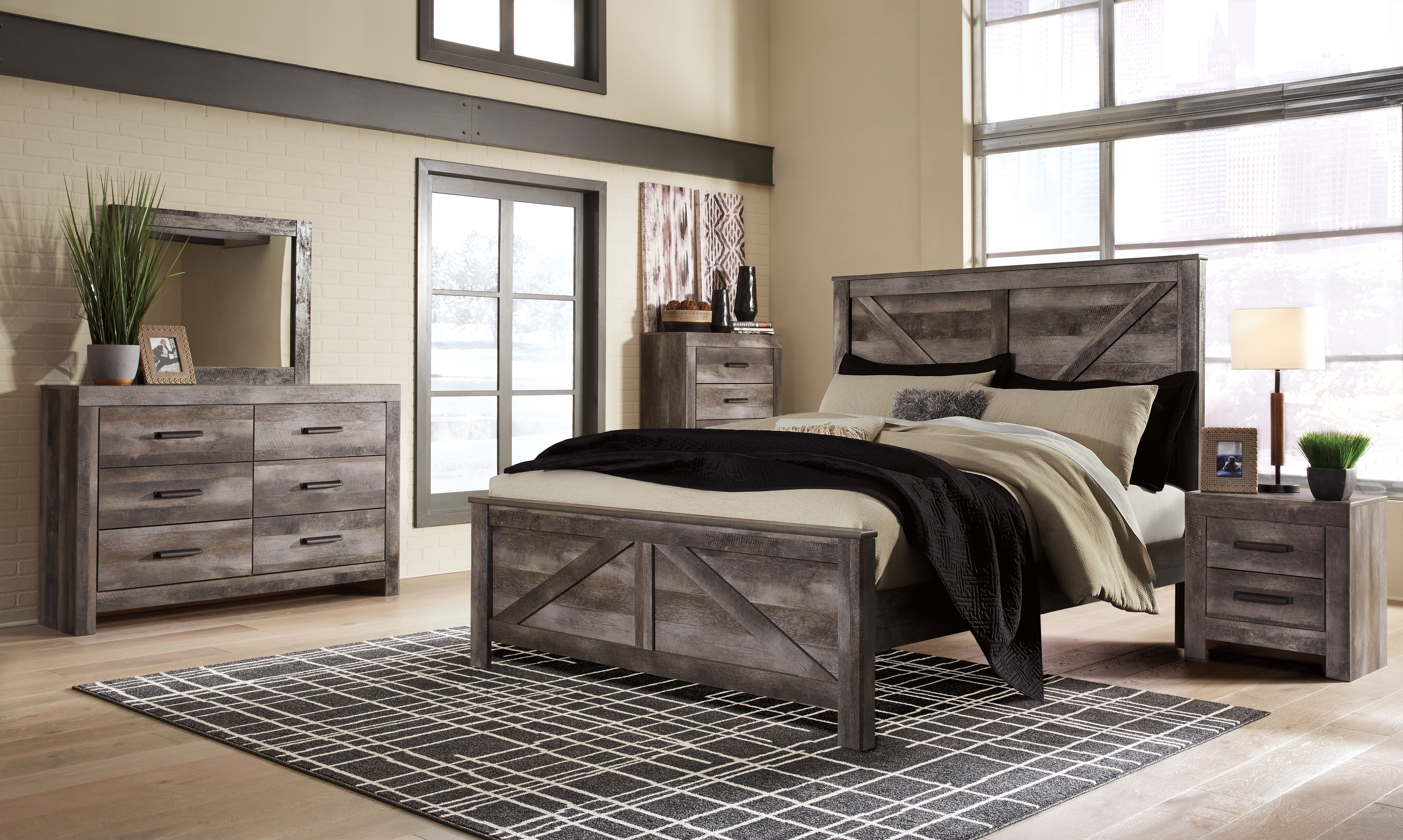 King · 5 Pc · Dresser, Mirror, King Crossbuck Panel Bed