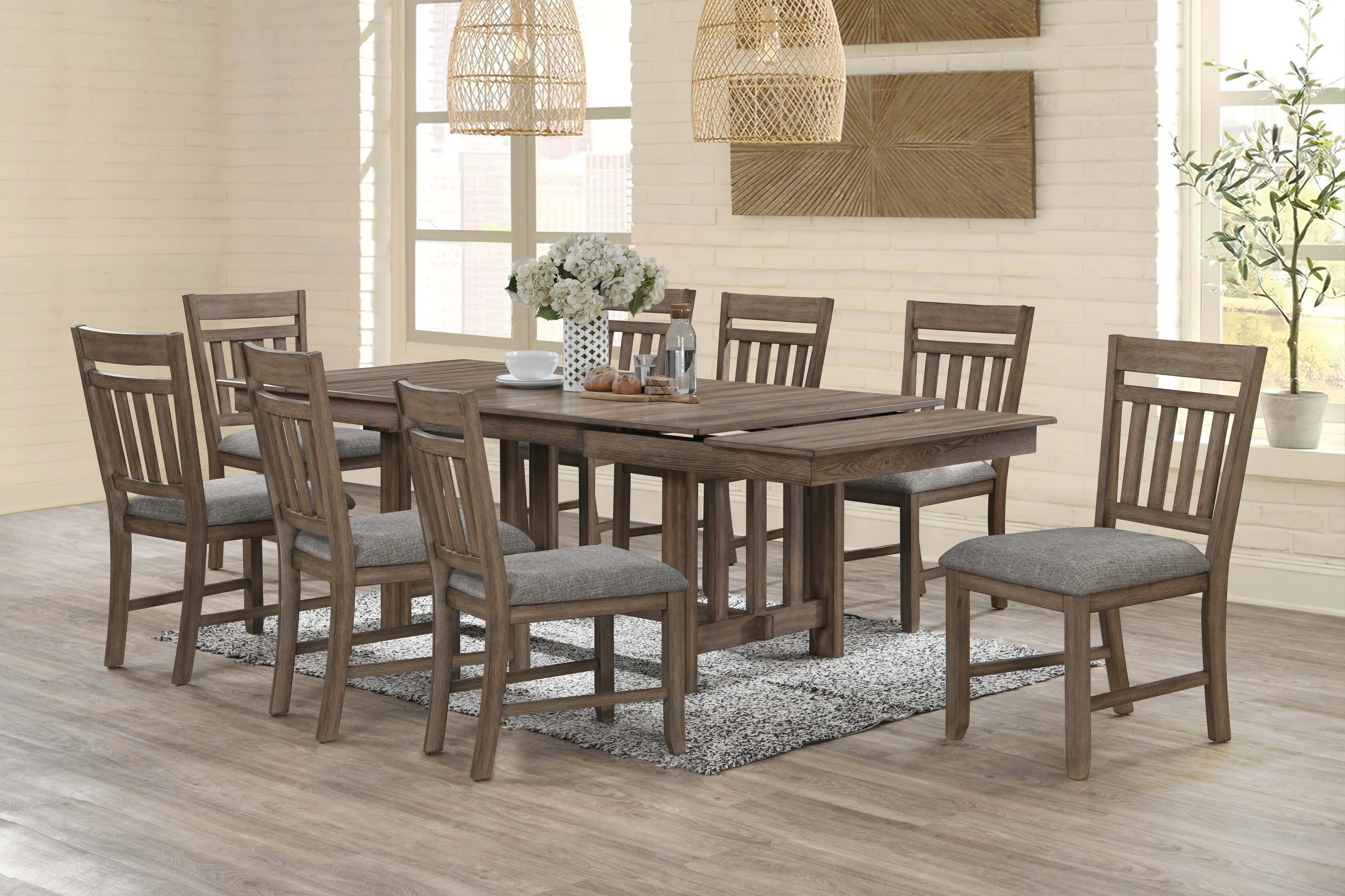 Harrisburg - Dining Table & 8 Chairs - Brown