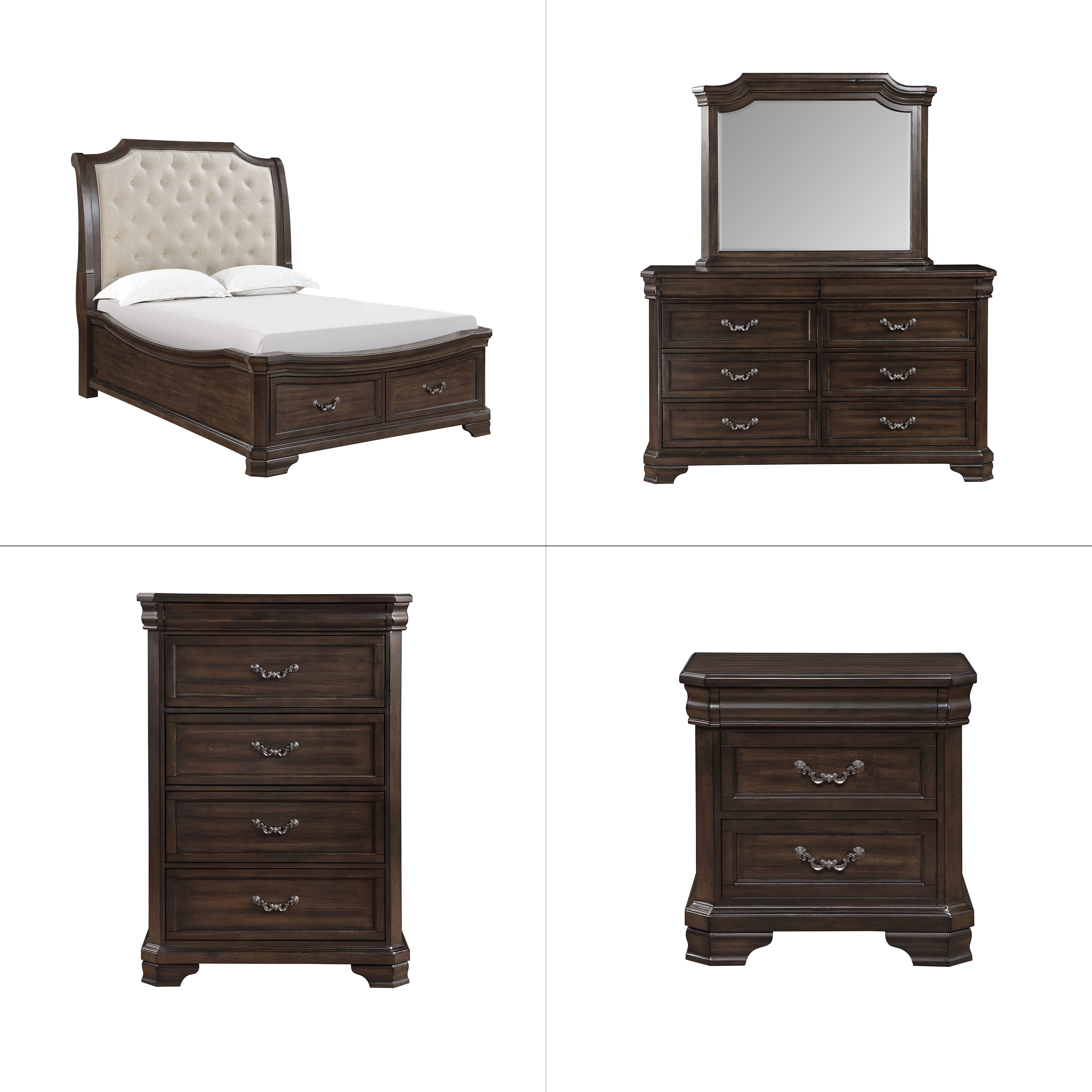Queen · 5 Pc · Bed, Dresser, Mirror, Chest, Nightstand