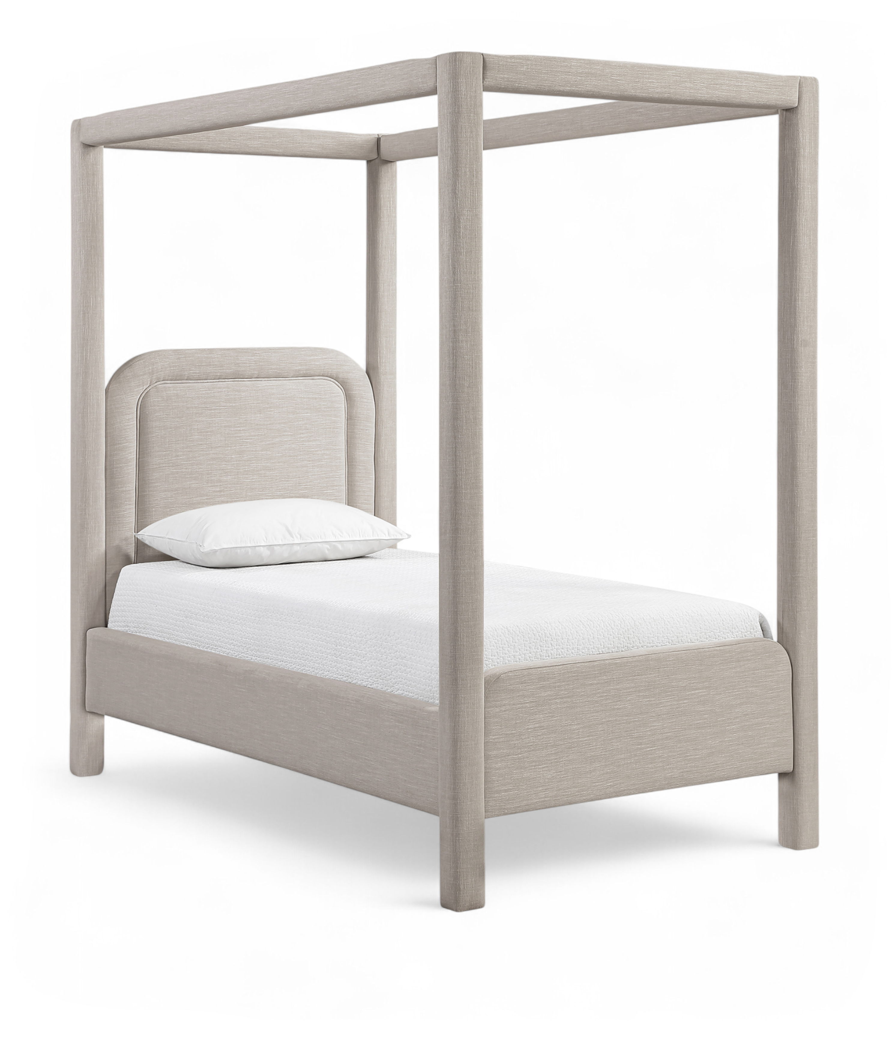 Salina - Linen Textured Fabric Upholstered Twin Bed - Beige