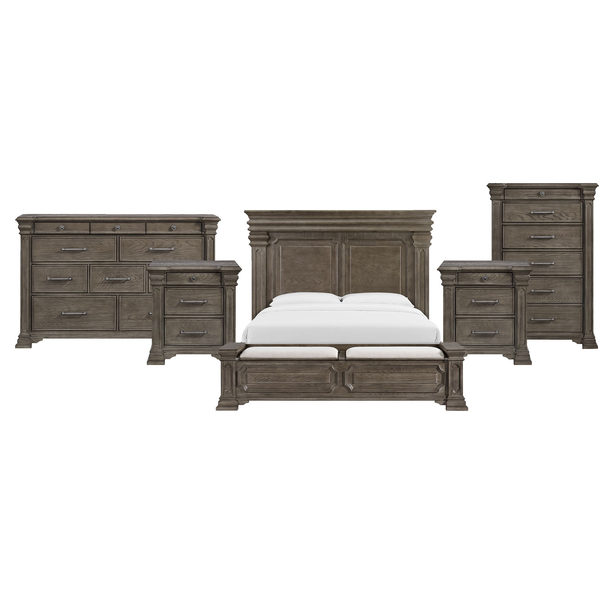 King · 5 Pc · Bedroom Set With 2 Nightstands, Dresser & Chest