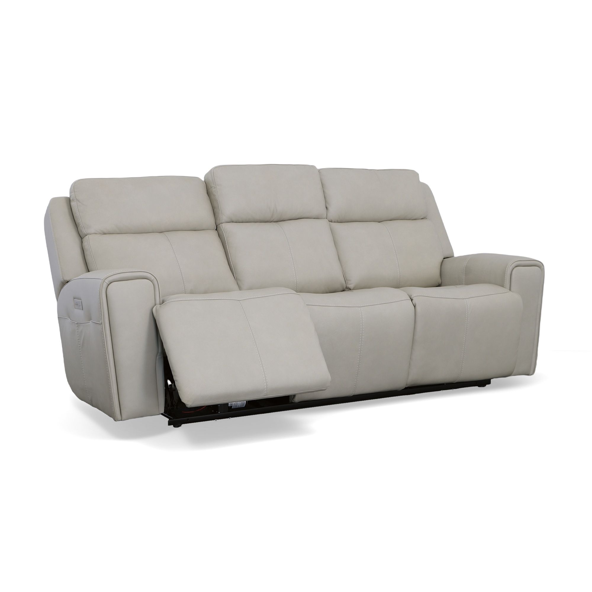 Barnett - Power Reclining Sofa With Power Headrests & Lumbar - Timber, light gray, view 2