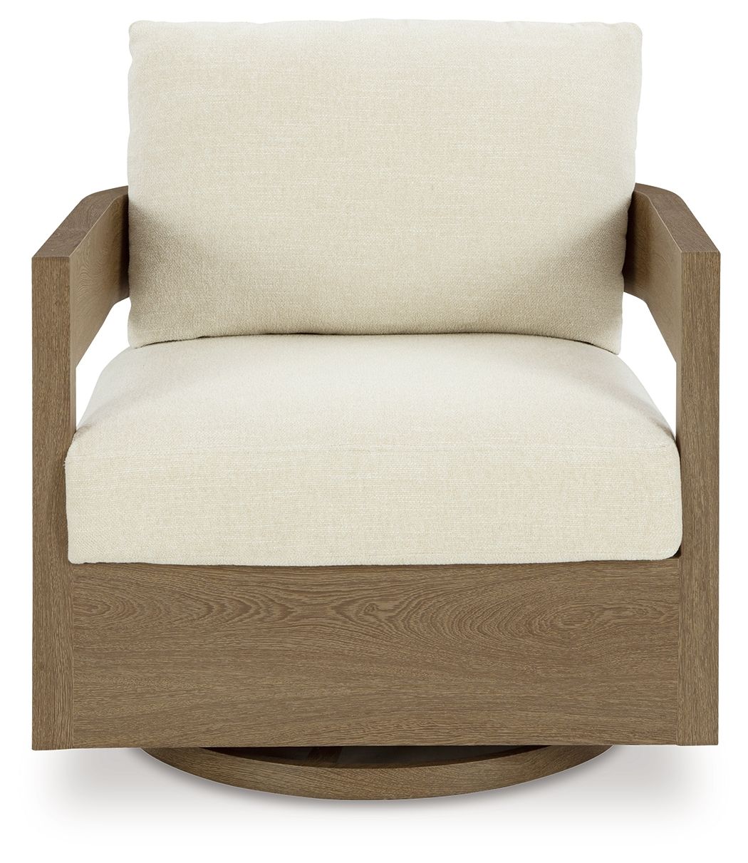 Ashley Furniture Serene Bay - Swivel Glider Chair With Cushion - Dark Brown / White - Image 4