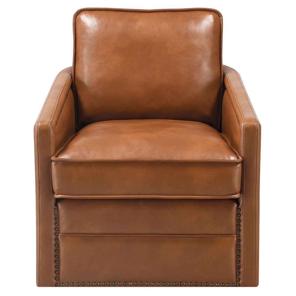Rocha - Swivel Chair - Brown Leather Aire, dark brown, view 6