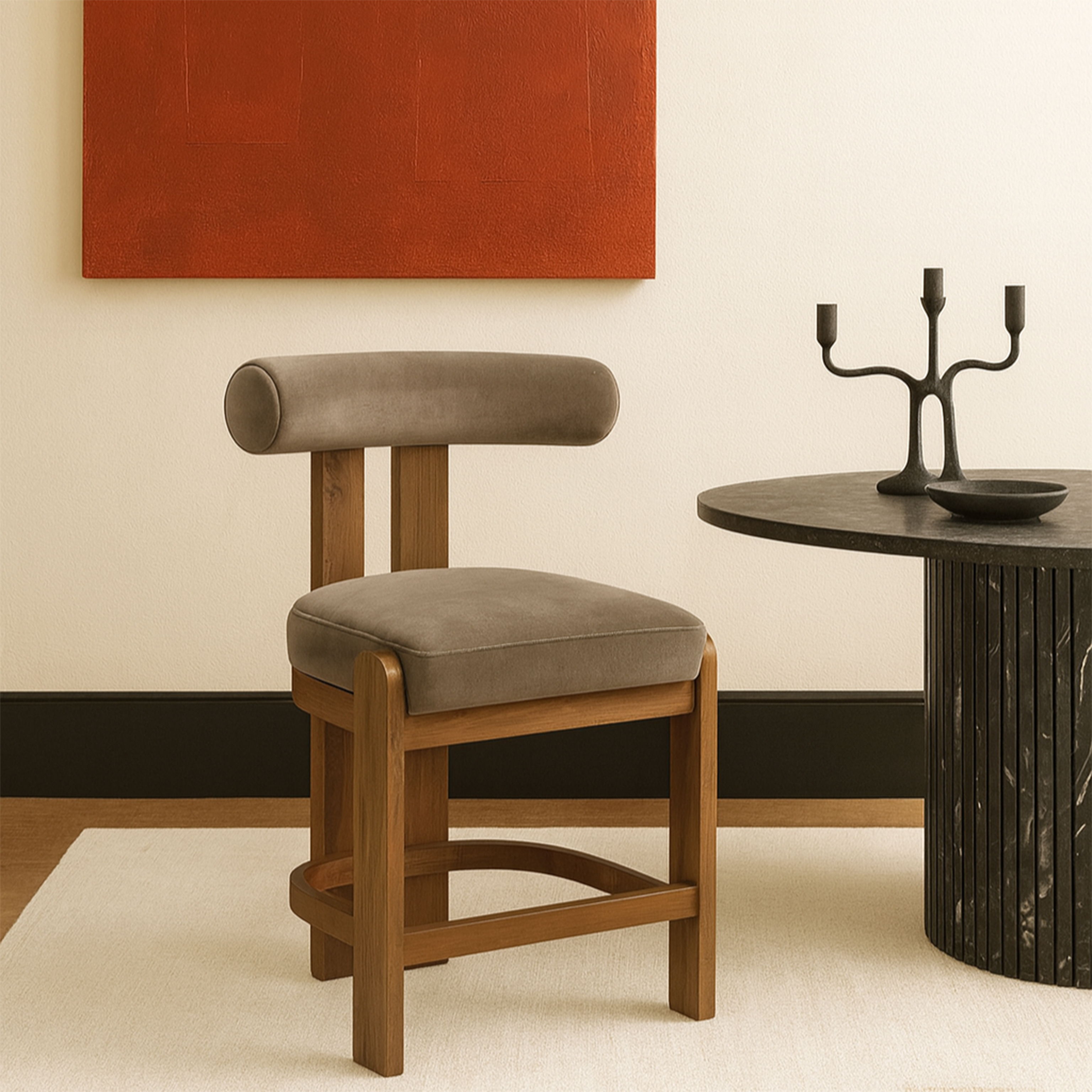 Arienzo - Velvet Upholstered Counter Stool (Set of 2) - Taupe