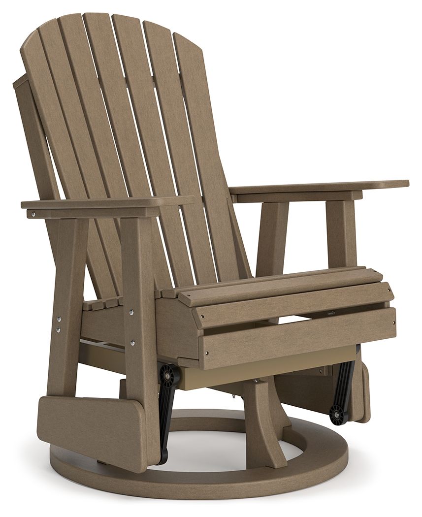 Ashley Furniture Hyland Wave - 4 Pc. - Glider Loveseat, 2 Swivel Glider Chairs, Cocktail Table - Driftwood - Image 5