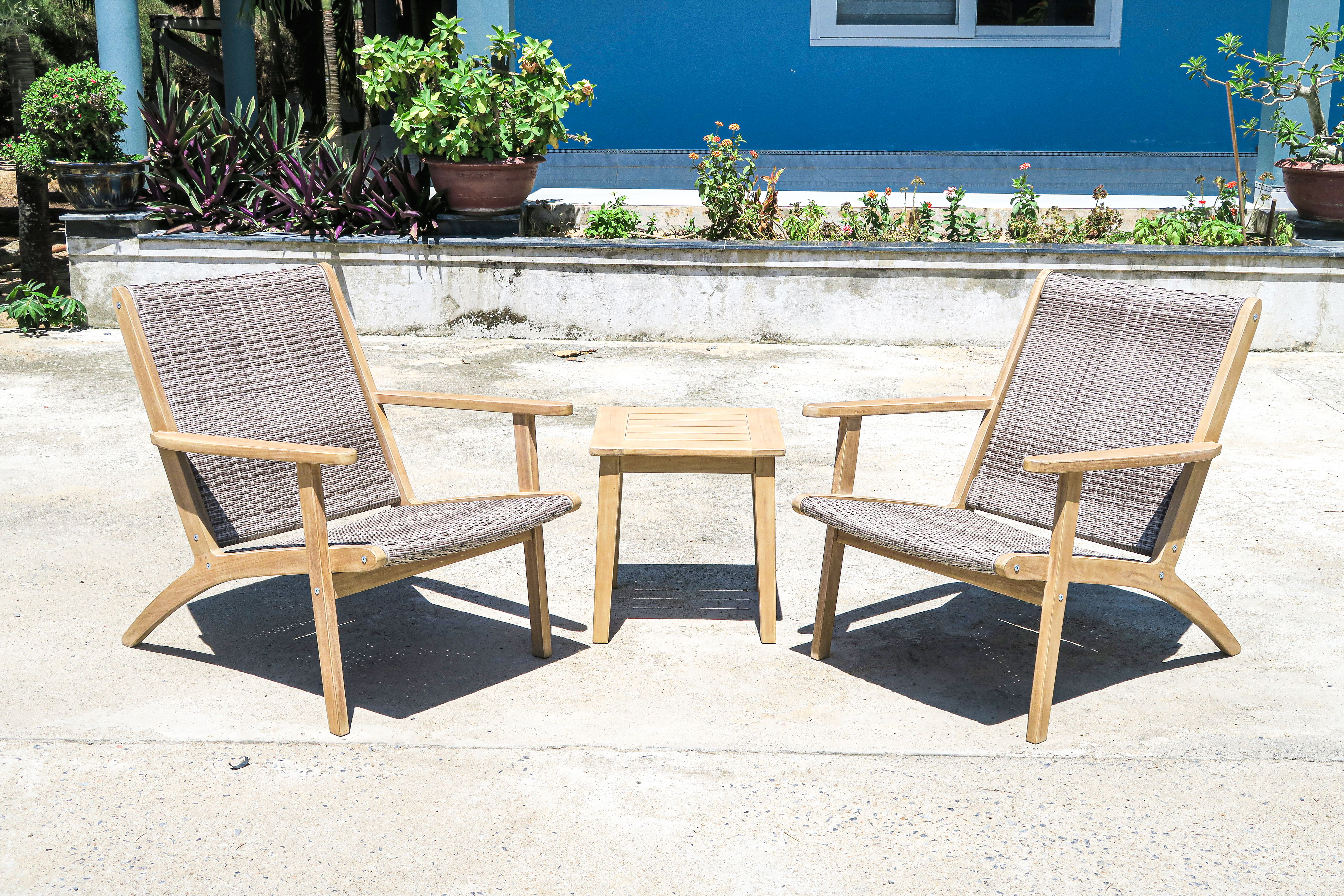 Radius - Patio Wood And Wicker Side Chair (Set of 2) - Gray, gray, view 8