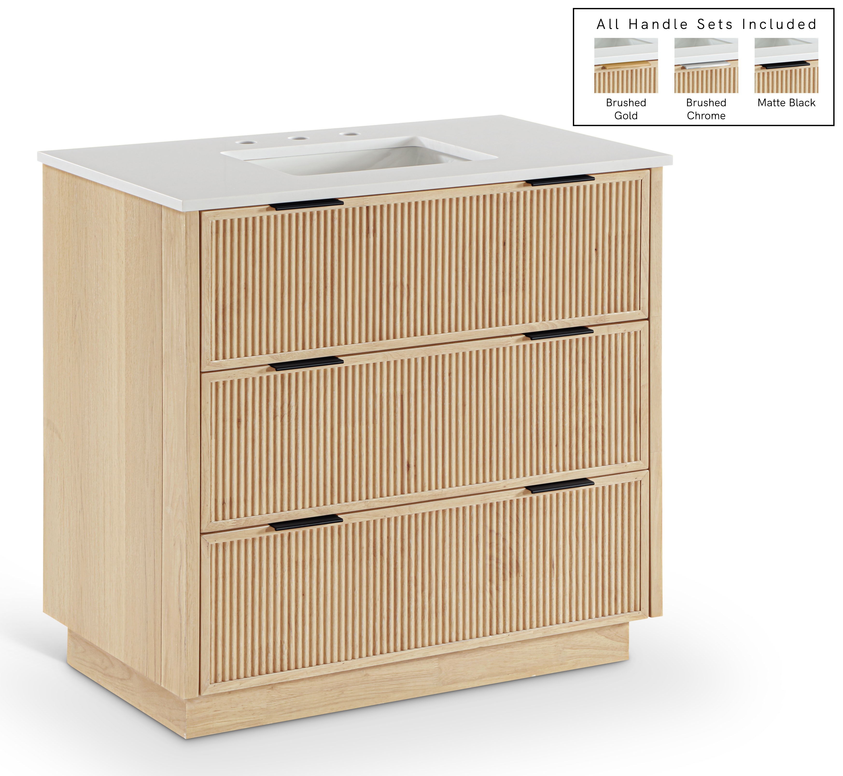 Willard - Engineered Stone And Solid Wood 36" Bathroom Vanity - Natural