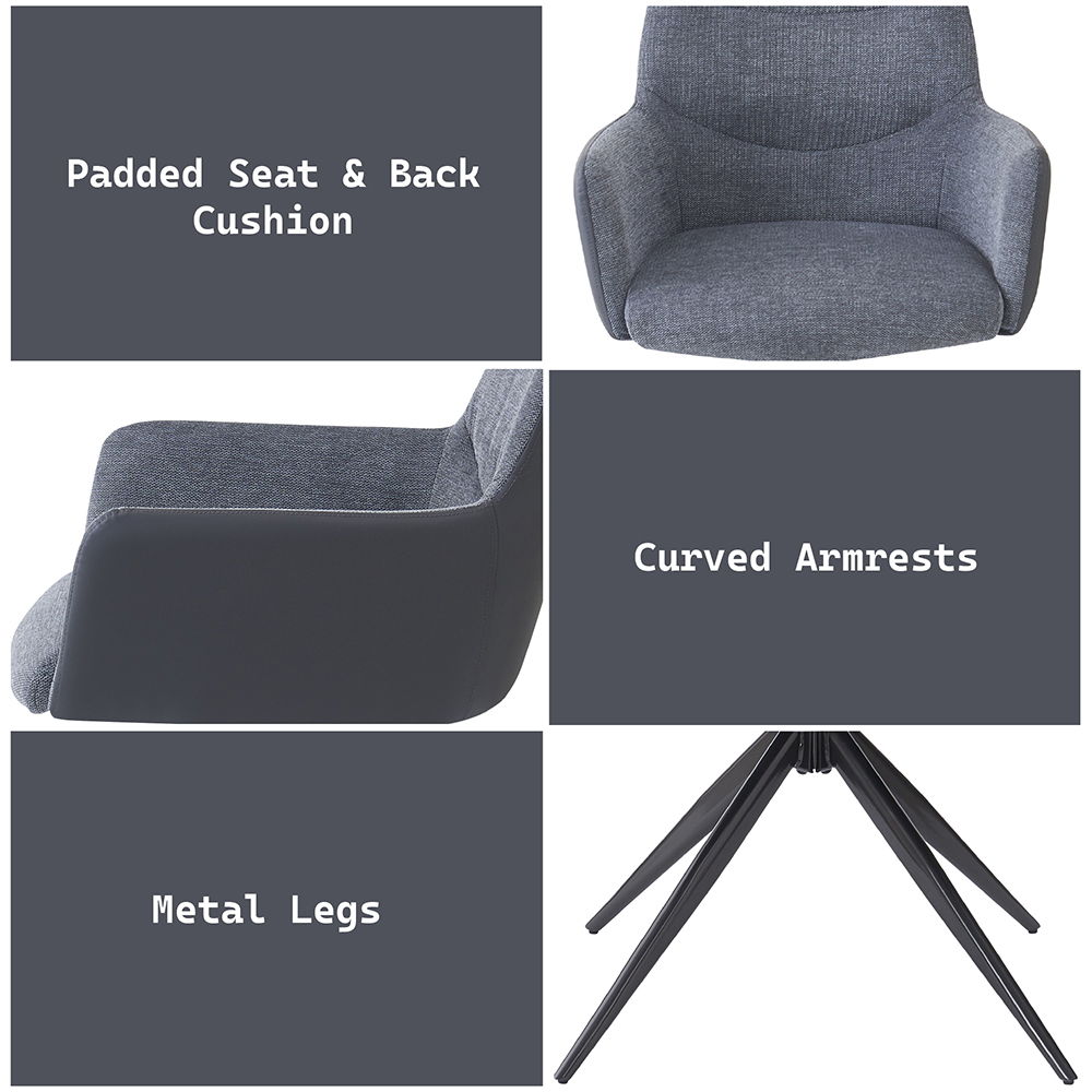 Hester - Arm Chair (Set of 2) - Gray Fabric, dark gray, view 8