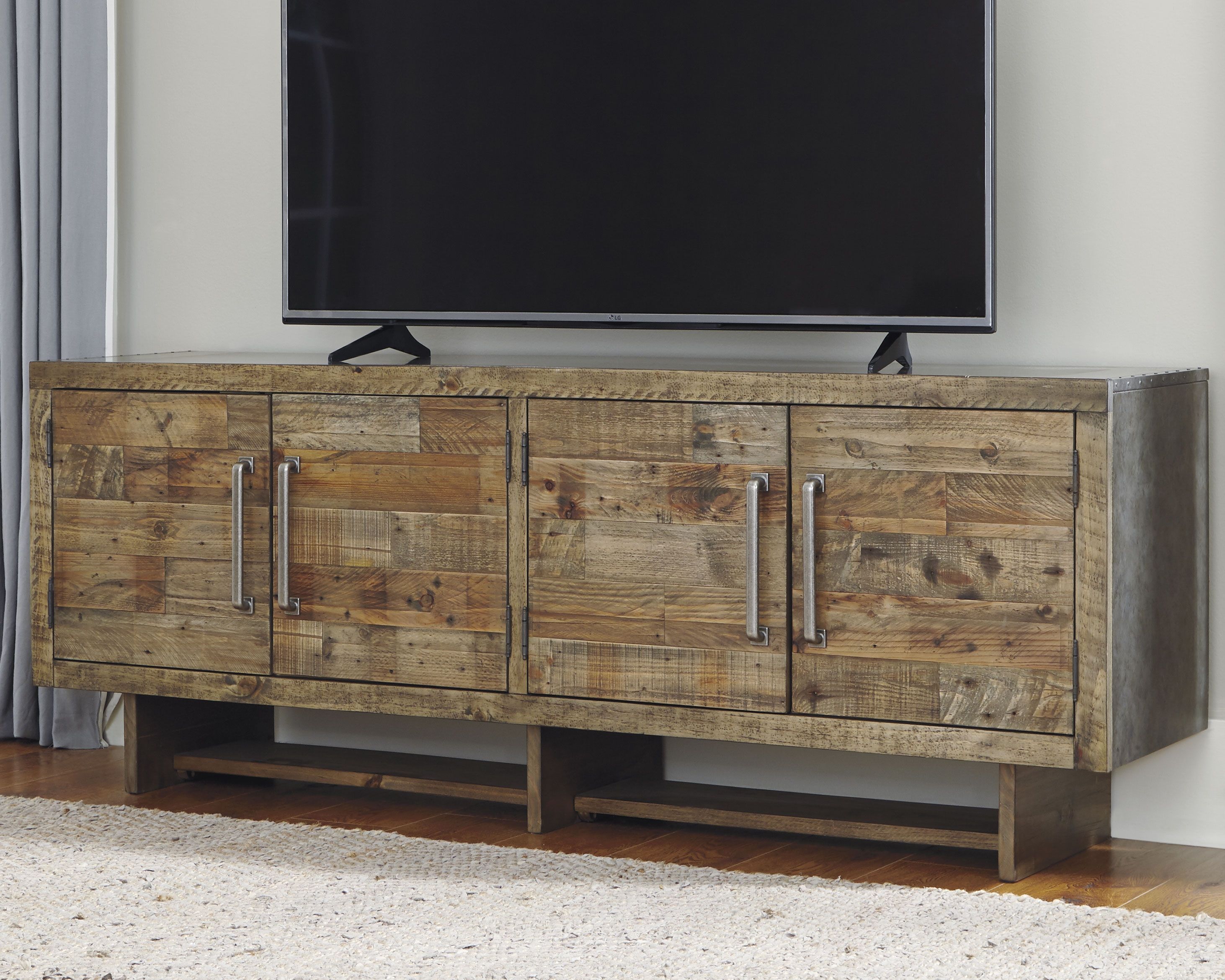 Mozanburg Rustic Brown Extra Large TV Stand New Lots Furniture Online Store
