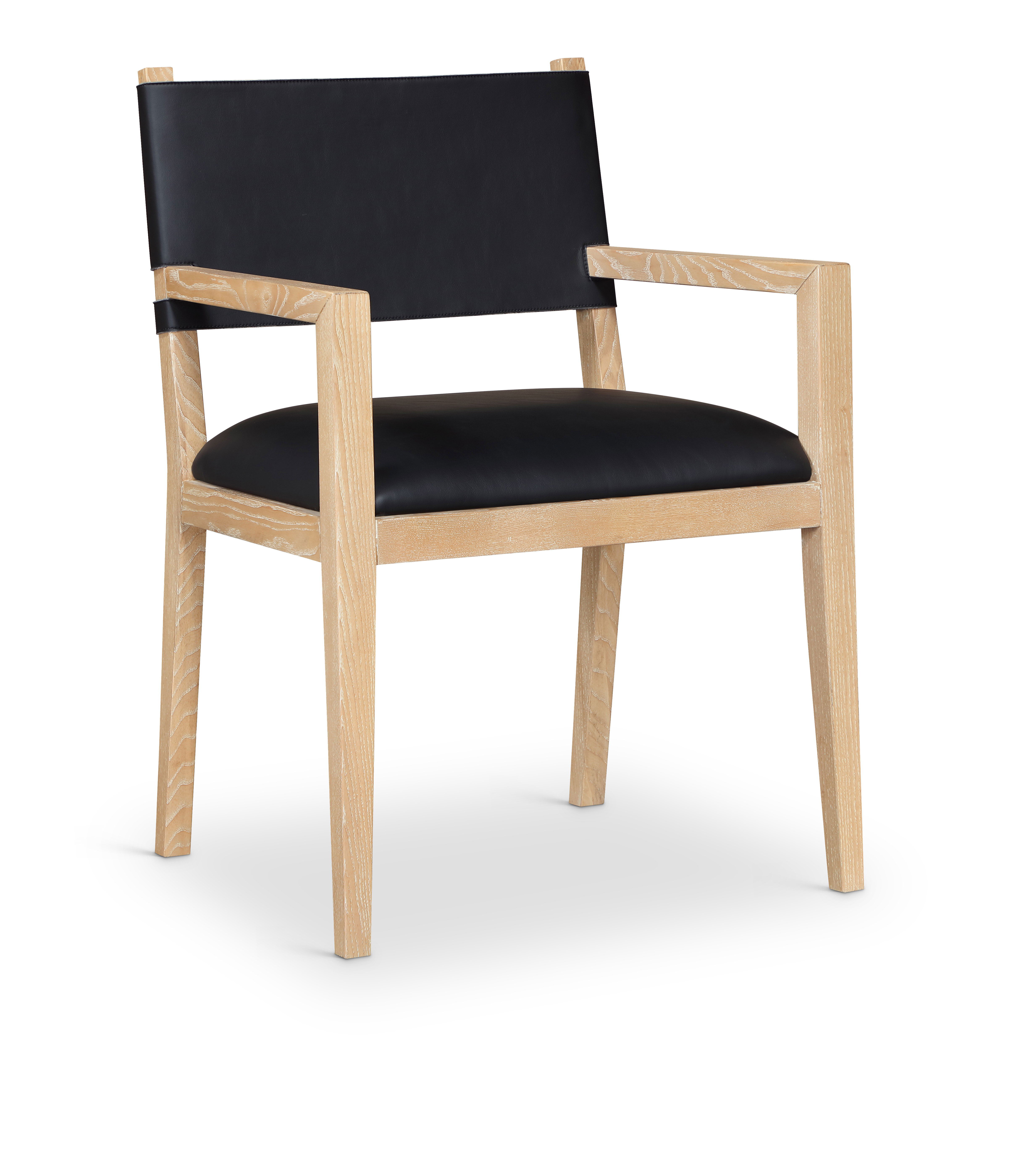 Avon - Vegan Leather Dining Arm Chair - Black