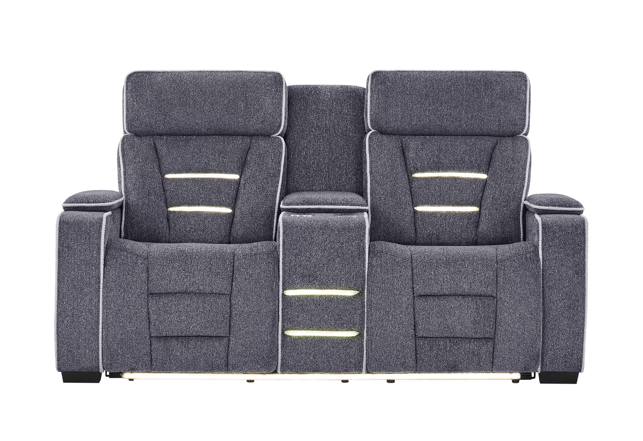 U1895 - P2 Console Reclining Loveseat With IS And LED - Dark Gray