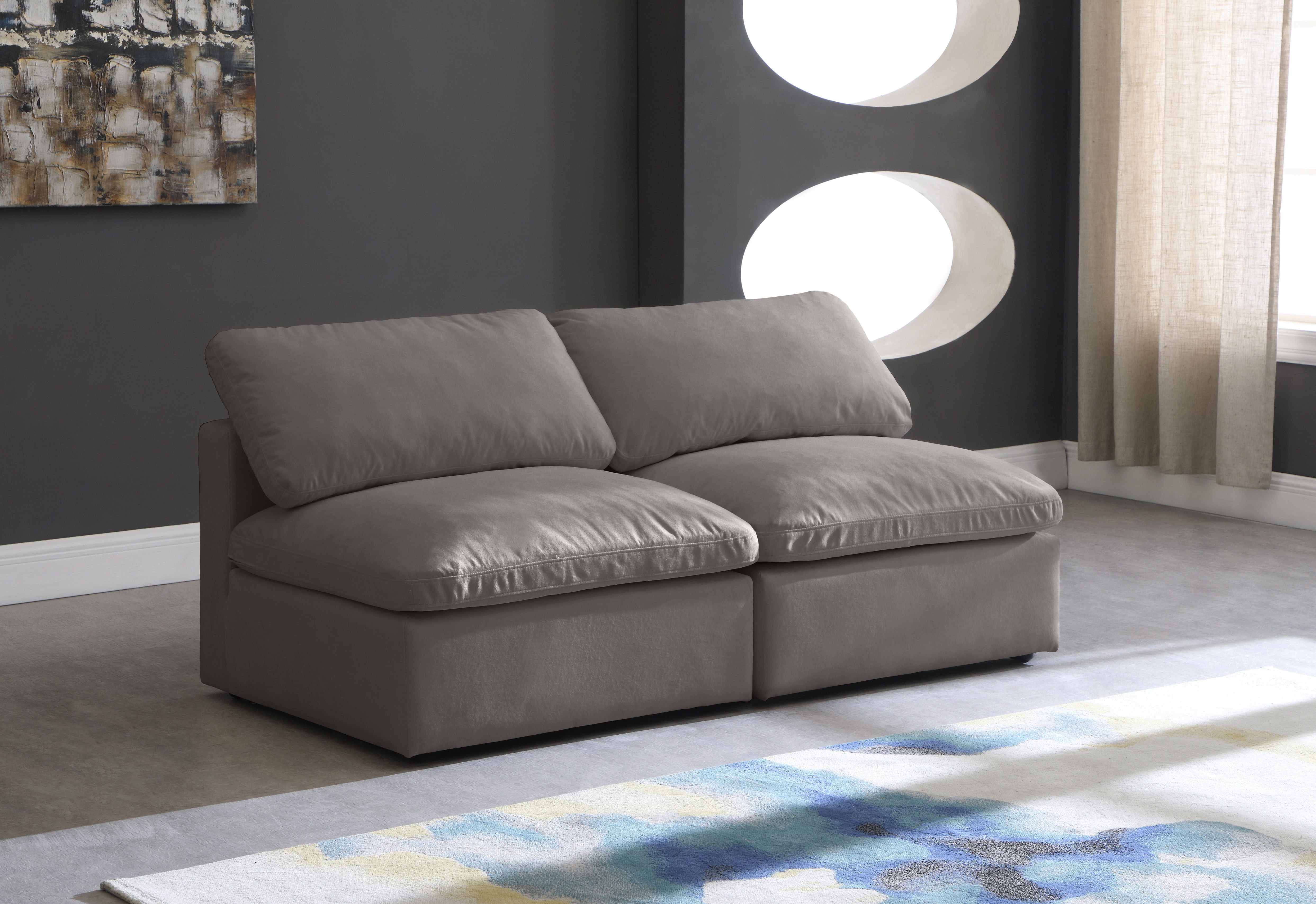 Plush - 2 Piece Modular Armless Sofa - Gray