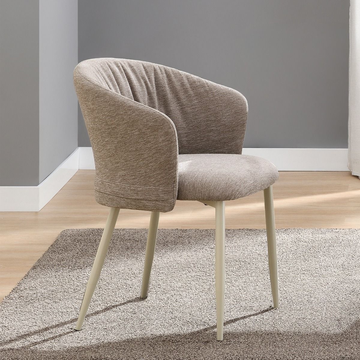 Ogin - Arm Chair (Set of 2) - Dark Beige & Natual, beige