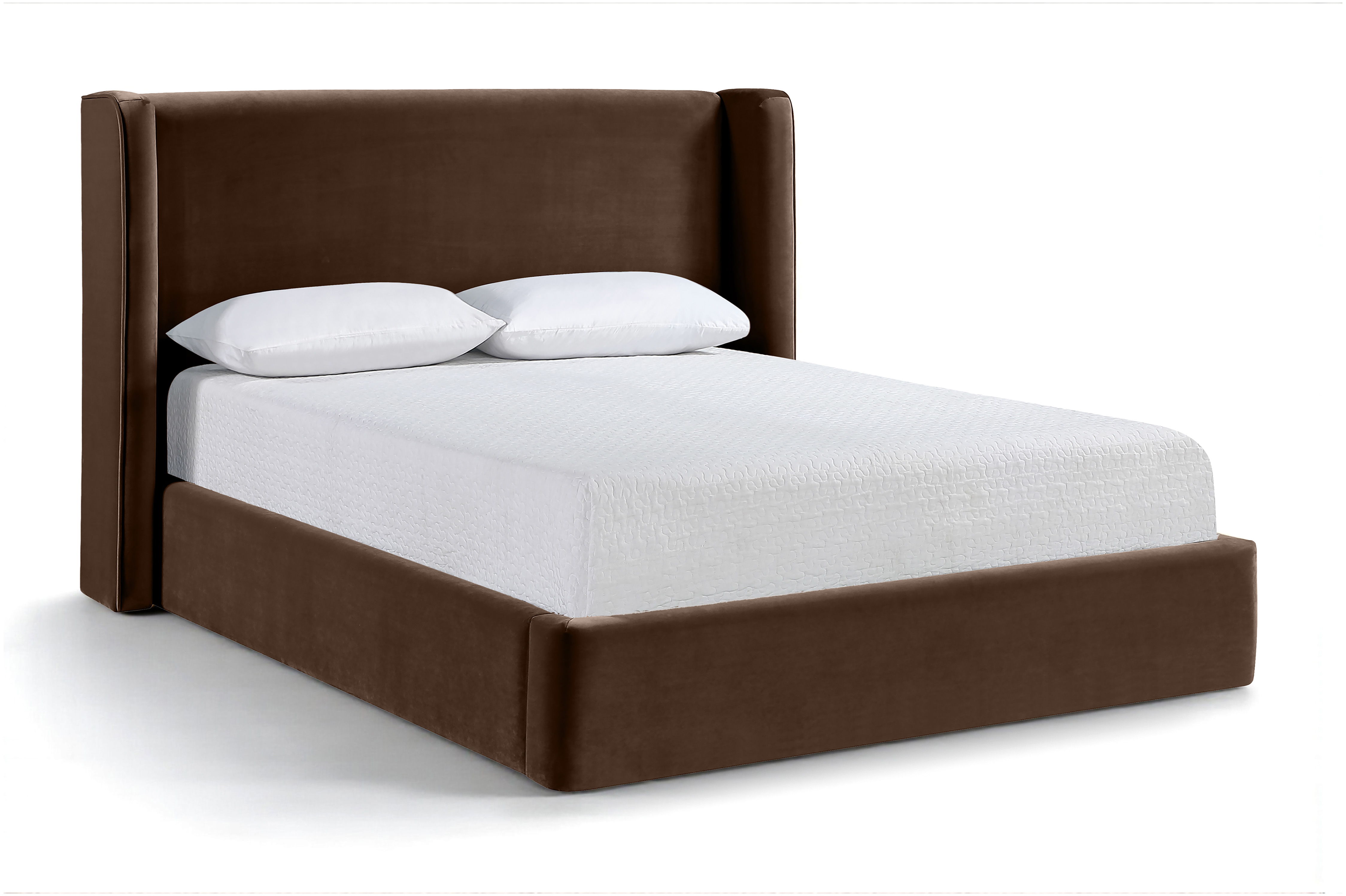 Kendall - Velvet Upholstered Queen Bed - Brown