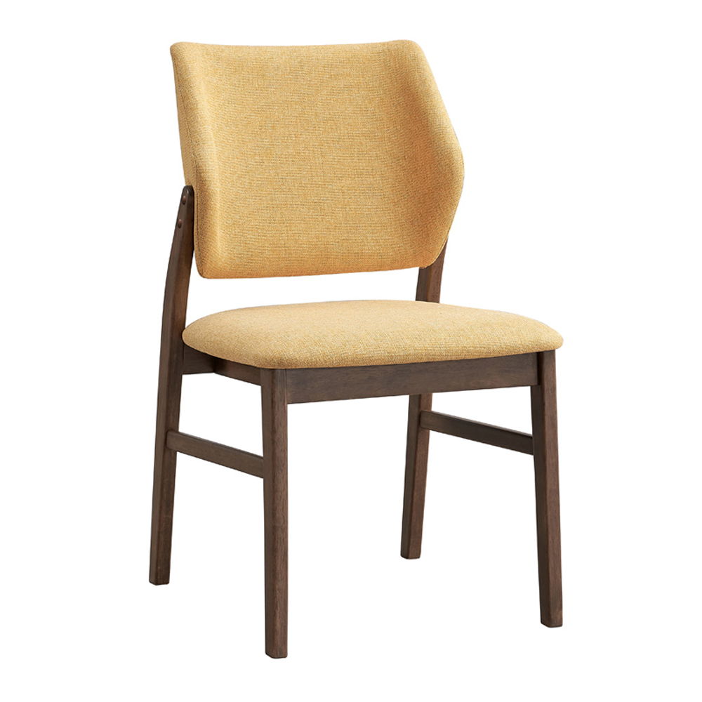 Sarha - Side Chair (Set of 2) - Yellow Fabric & Walnut, yellow