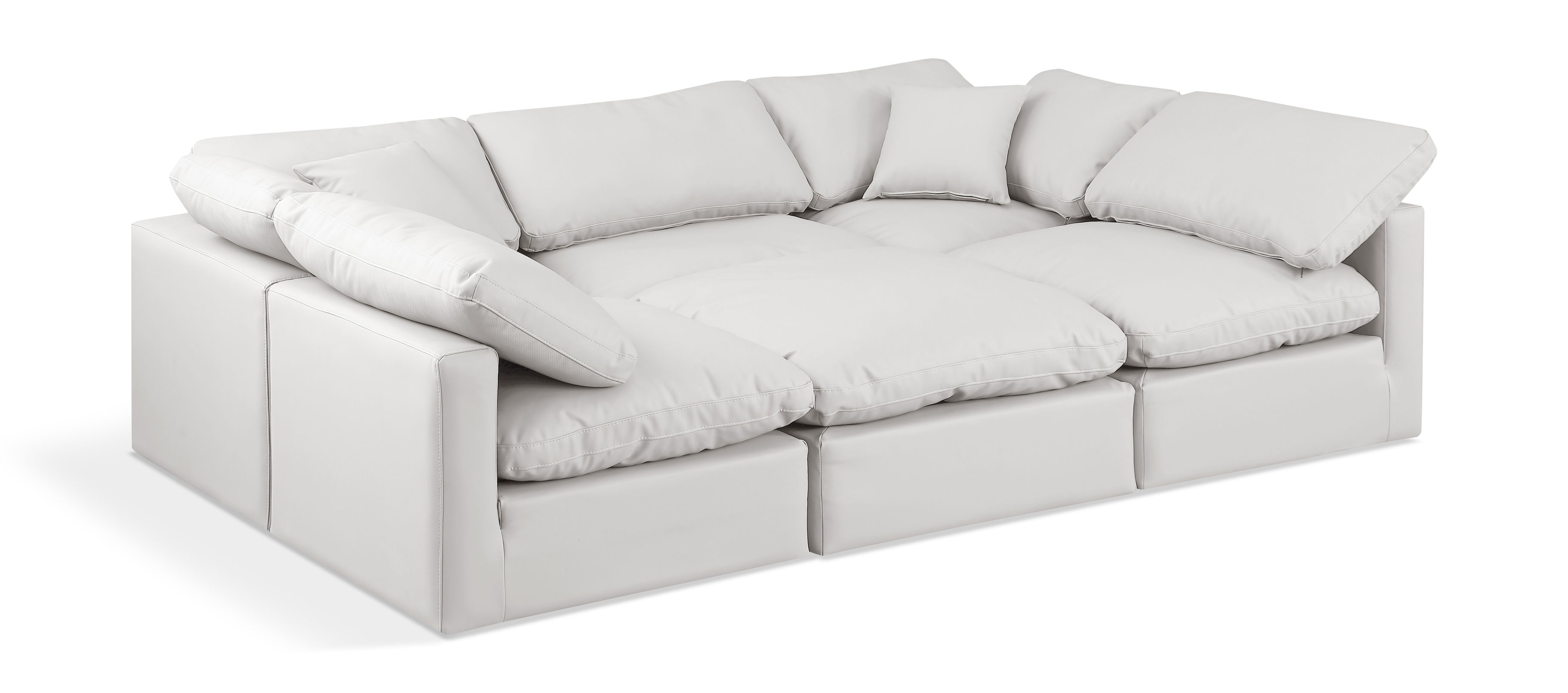 Indulge - Faux Leather 6 Piece Modular Sectional - Cream