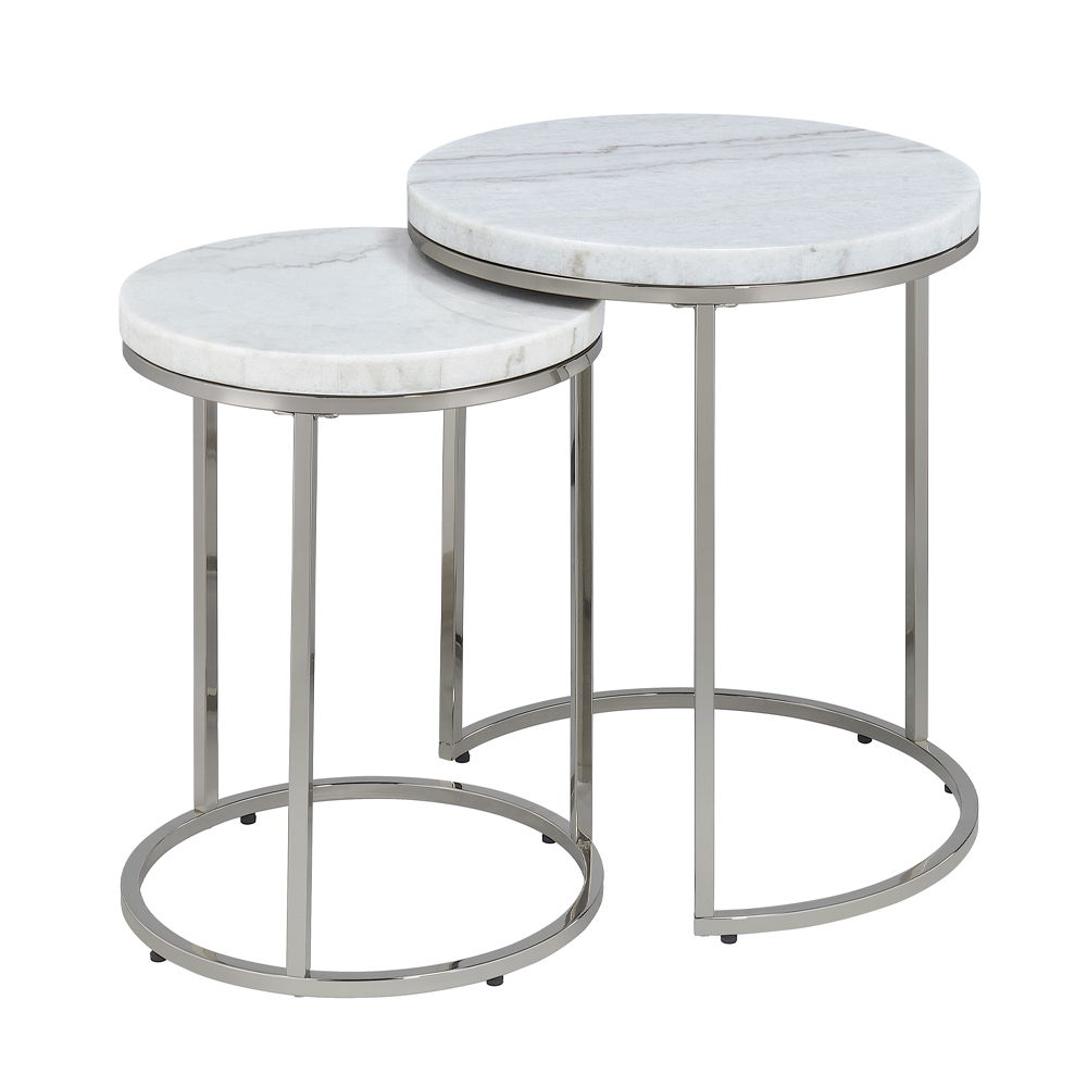 Zaidee - Nesting Table Set - Marble Top & Nickel, silver, view 2