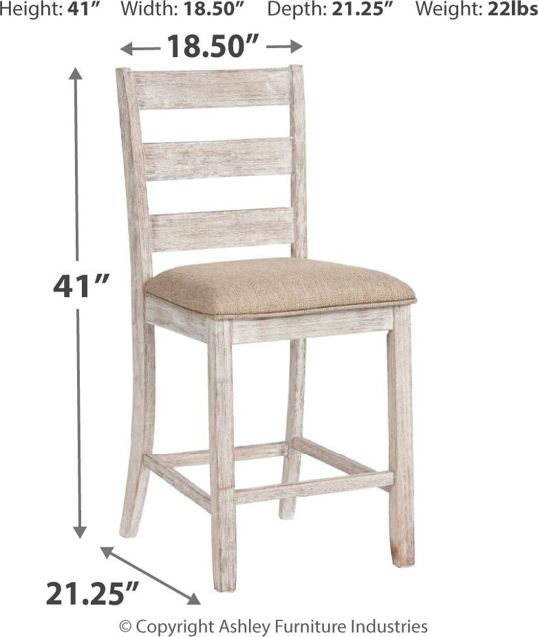 Skempton - 3 Pc. - Counter Table, 2 Upholstered Barstools - White