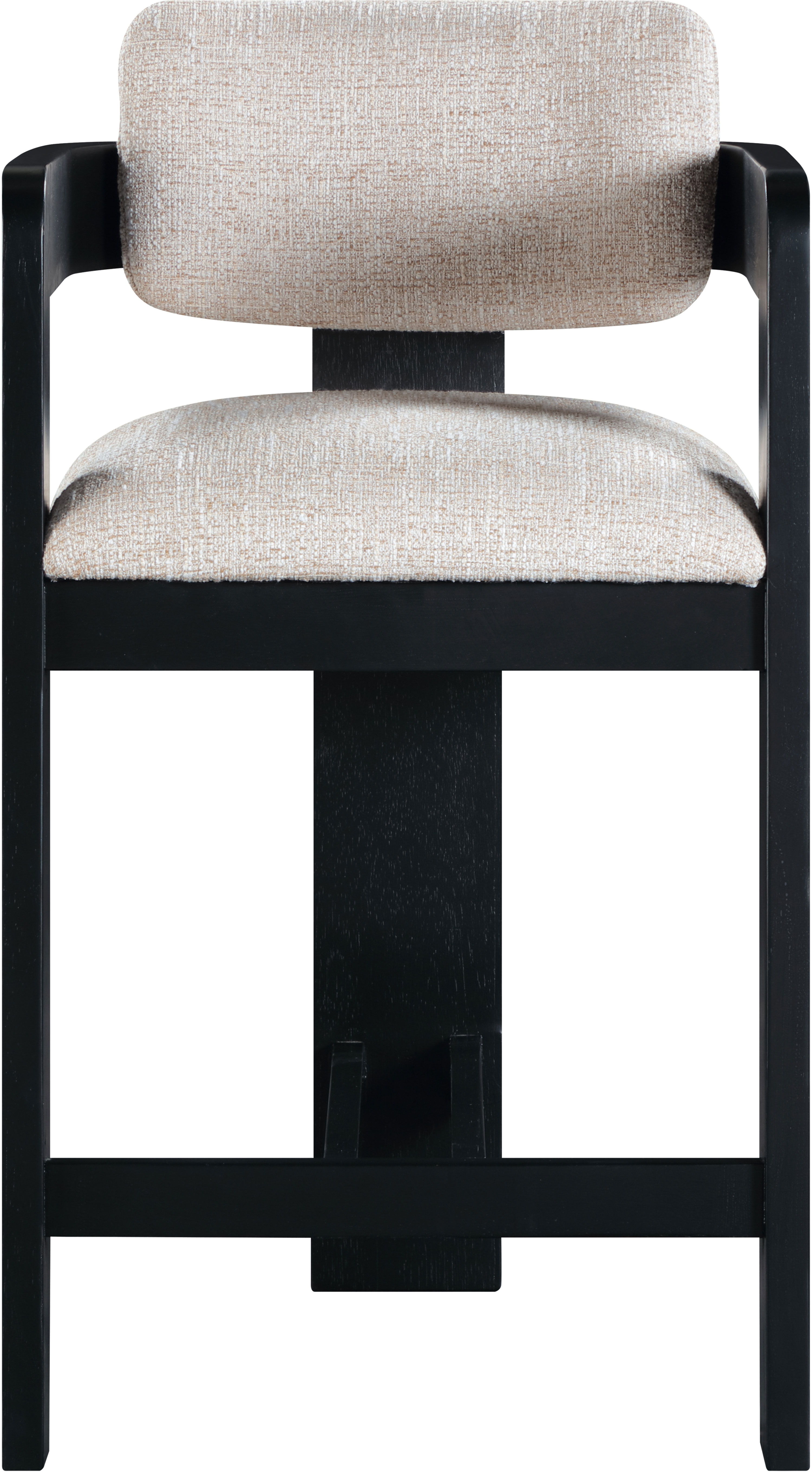 Sacha - Linen Stool With Black Base - Beige