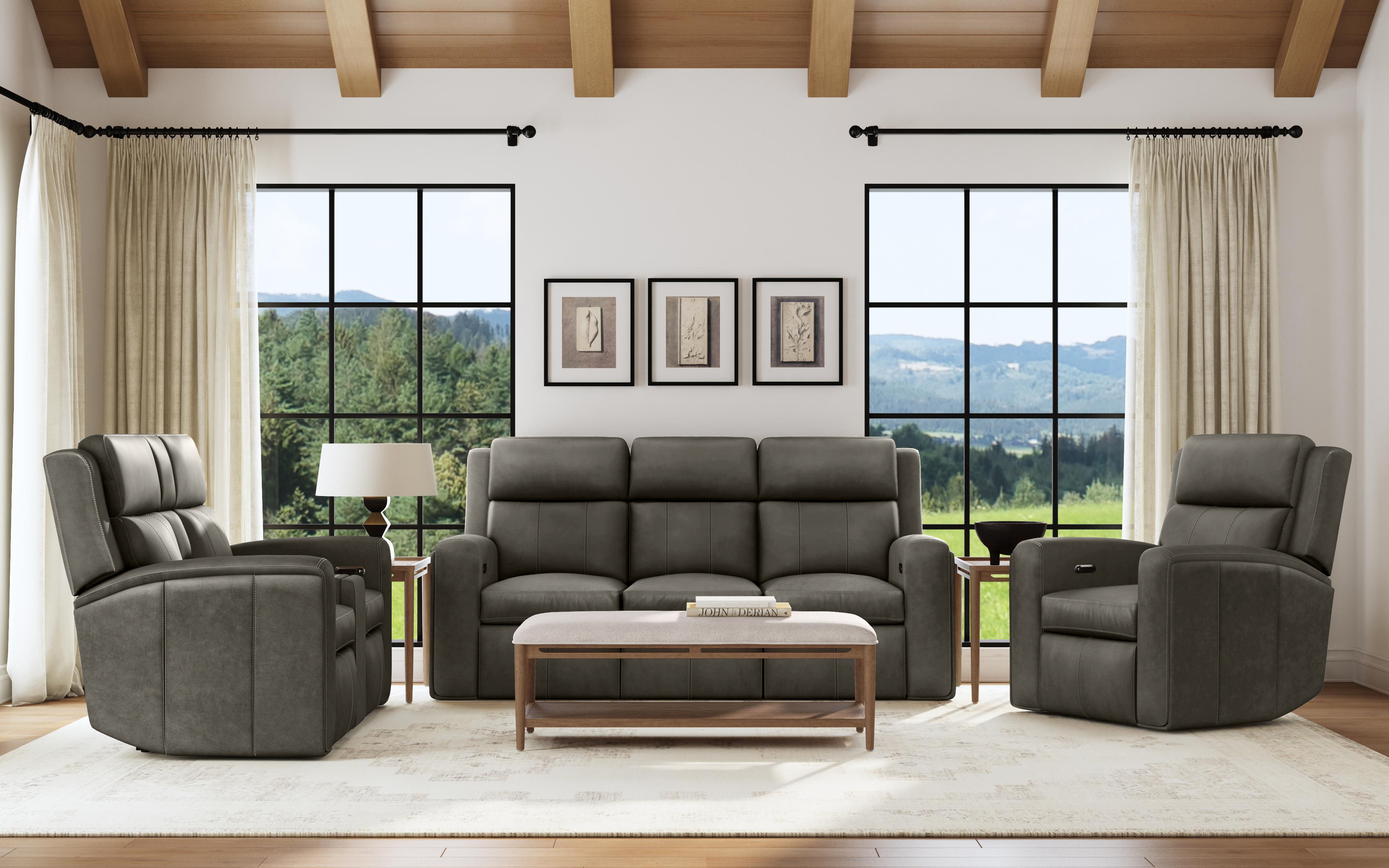 Wyatt - Power Recliner With Power Headrest & Lumbar - Gunmetal, dark gray, view 8