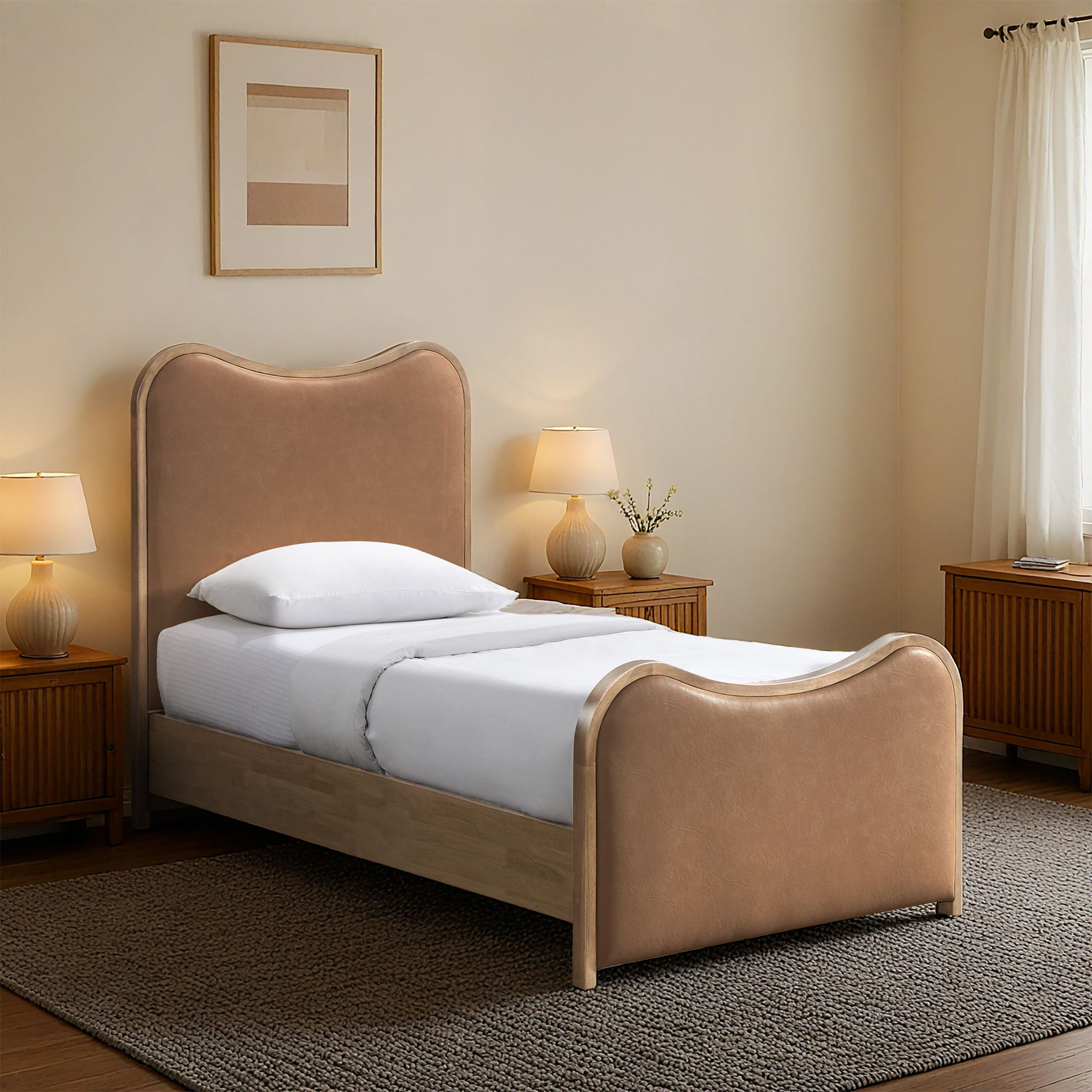 Arvada - Vegan Leather Twin Bed - Cognac