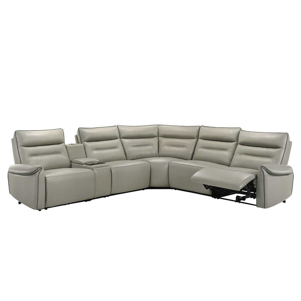 Jayke - Power Motion Sectional Sofa - Light Gray Top Grain Leather Match, light gray, view 2